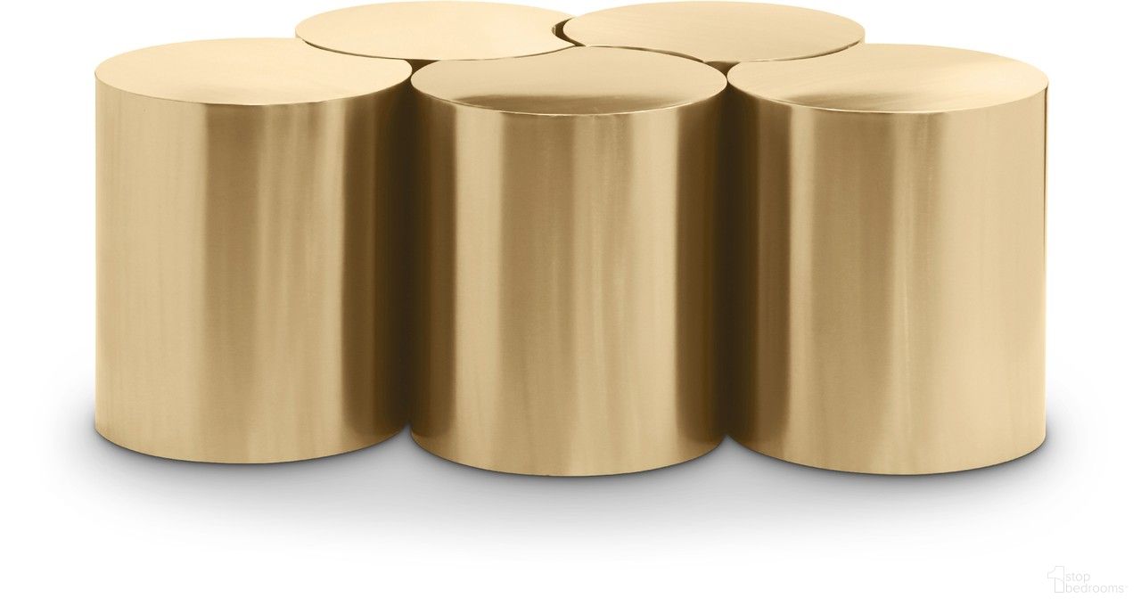 The appearance of Dimple 5 Piece Coffee Table In Gold designed by Meridian in the modern / contemporary interior design. This gold piece of furniture  was selected by 1StopBedrooms from Dimple Collection to add a touch of cosiness and style into your home. Sku: 99081Gold-ET18;99081Gold-ET18;99081Gold-ET18;99081Gold-ET18;99081Gold-ET18. Material: Iron.