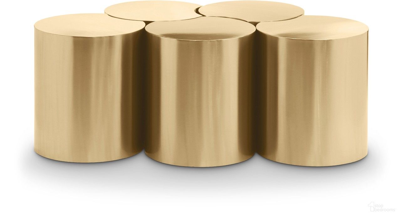 The appearance of Dimple 5 Piece Coffee Table In Gold designed by Meridian in the modern / contemporary interior design. This gold piece of furniture  was selected by 1StopBedrooms from Dimple Collection to add a touch of cosiness and style into your home. Sku: 99081Gold-ET20;99081Gold-ET20;99081Gold-ET20;99081Gold-ET20;99081Gold-ET20. Material: Iron.