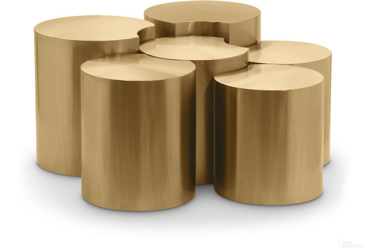The appearance of Dimple 6 Piece Coffee Table In Gold designed by Meridian in the modern / contemporary interior design. This gold piece of furniture  was selected by 1StopBedrooms from Dimple Collection to add a touch of cosiness and style into your home. Sku: 99081Gold-ET16;99081Gold-ET16;99081Gold-ET18;99081Gold-ET18;99081Gold-ET20;99081Gold-ET20. Material: Iron.