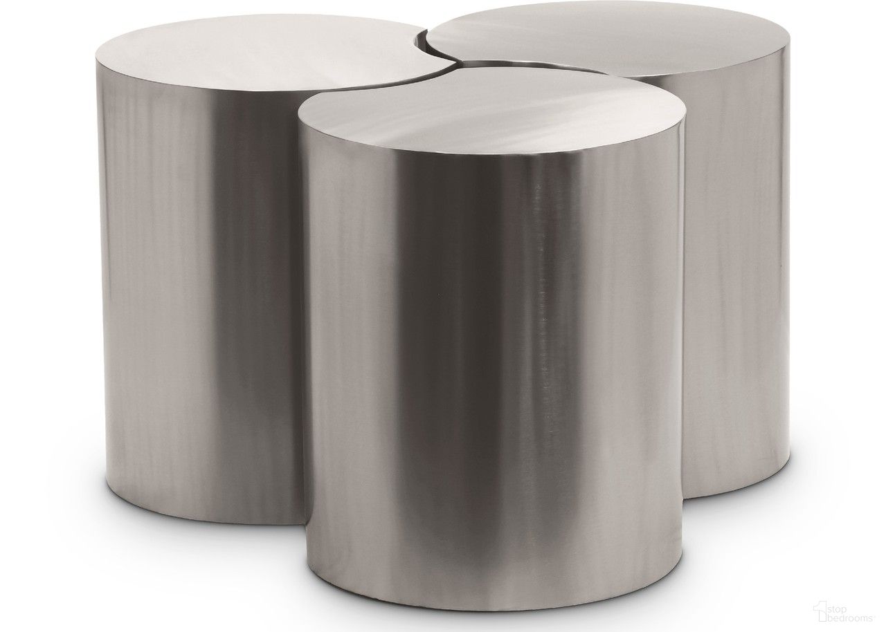 Dimple 3 Piece Coffee Table In Silver