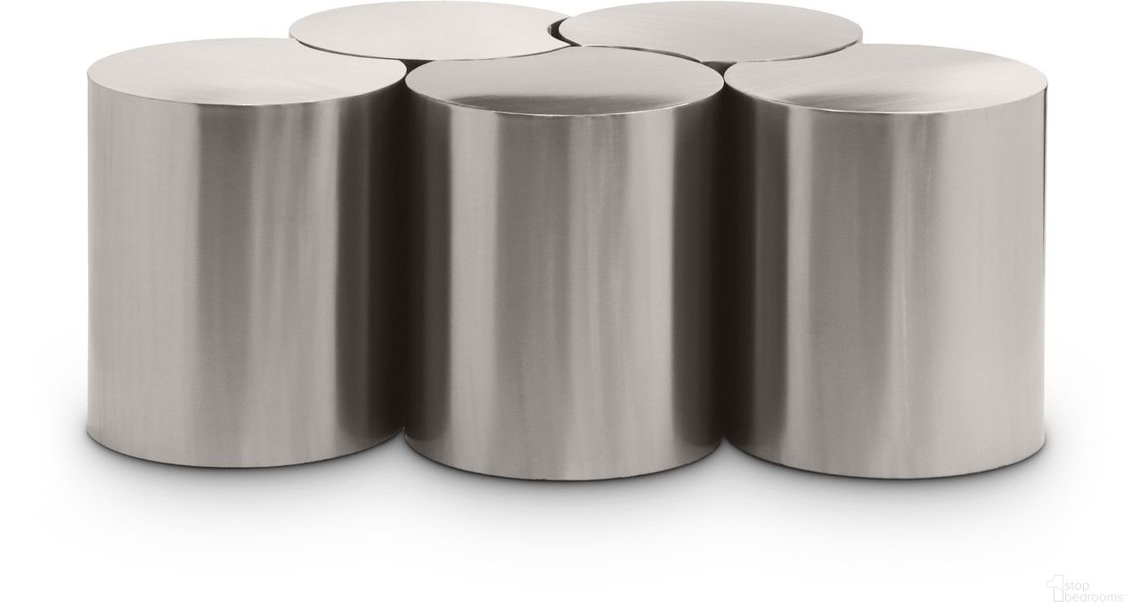The appearance of Dimple 5 Piece Coffee Table In Silver designed by Meridian in the modern / contemporary interior design. This silver piece of furniture  was selected by 1StopBedrooms from Dimple Collection to add a touch of cosiness and style into your home. Sku: 99081Silver-ET20;99081Silver-ET20;99081Silver-ET20;99081Silver-ET20;99081Silver-ET20. Material: Iron.