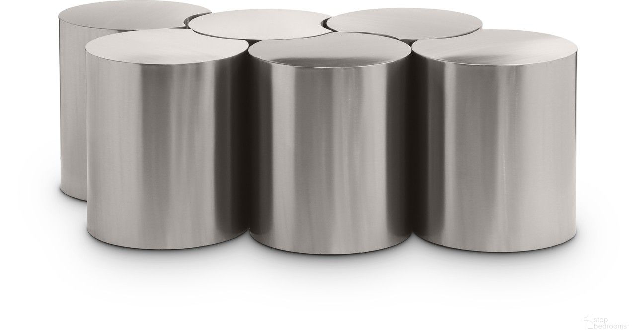 The appearance of Dimple 6 Piece Coffee Table In Silver designed by Meridian in the modern / contemporary interior design. This silver piece of furniture  was selected by 1StopBedrooms from Dimple Collection to add a touch of cosiness and style into your home. Sku: 99081Silver-ET20;99081Silver-ET20;99081Silver-ET20;99081Silver-ET20;99081Silver-ET20;99081Silver-ET20. Material: Iron.