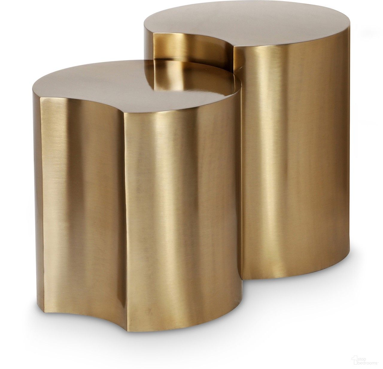 The appearance of Dimple 2 Piece End Table In Gold designed by Meridian in the modern / contemporary interior design. This gold piece of furniture  was selected by 1StopBedrooms from Dimple Collection to add a touch of cosiness and style into your home. Sku: 99081Gold-ET16;99081Gold-ET18. Material: Iron.