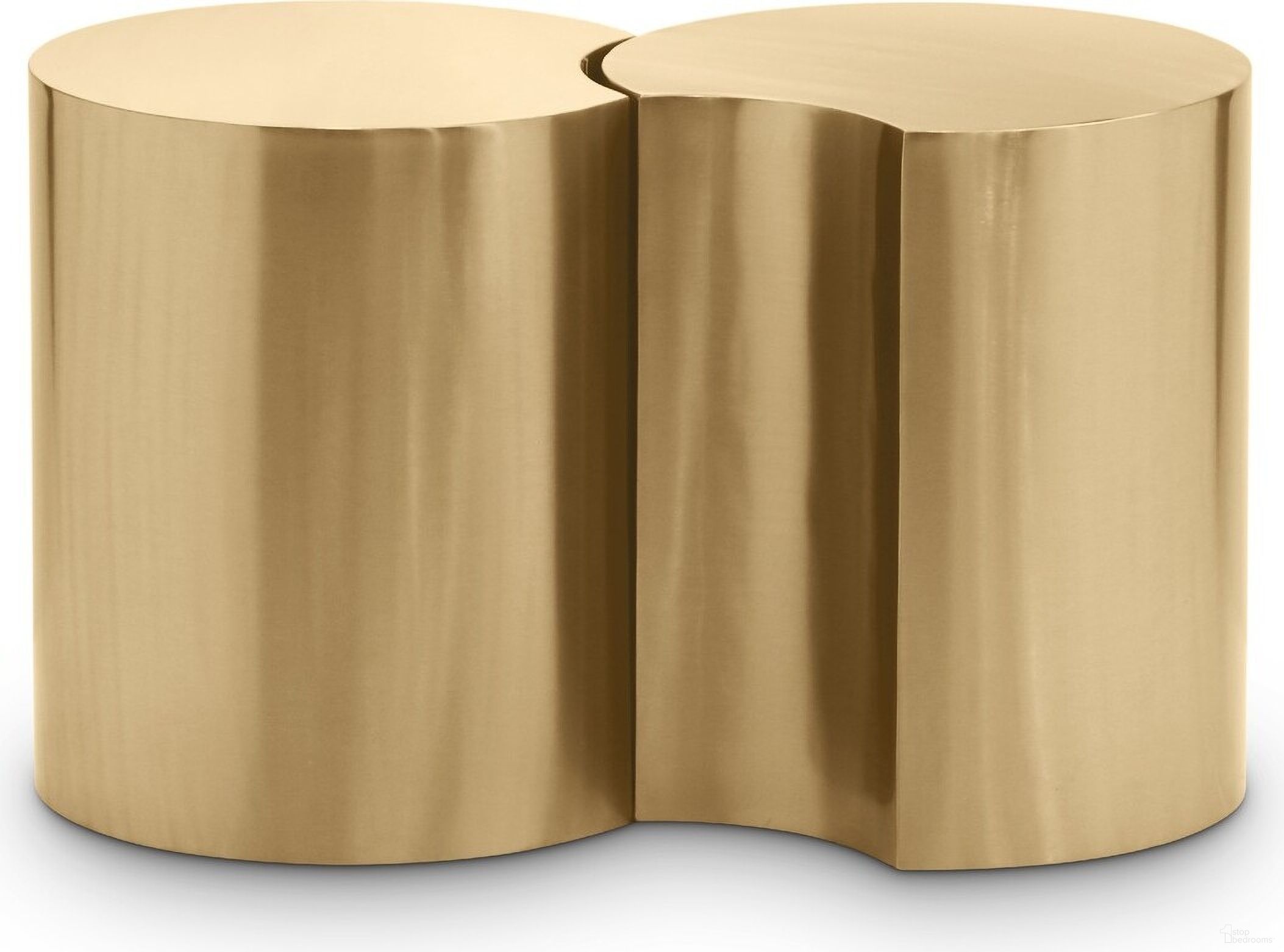 The appearance of Dimple 2 Piece End Table In Gold designed by Meridian in the modern / contemporary interior design. This gold piece of furniture  was selected by 1StopBedrooms from Dimple Collection to add a touch of cosiness and style into your home. Sku: 99081Gold-ET18;99081Gold-ET18. Material: Iron.