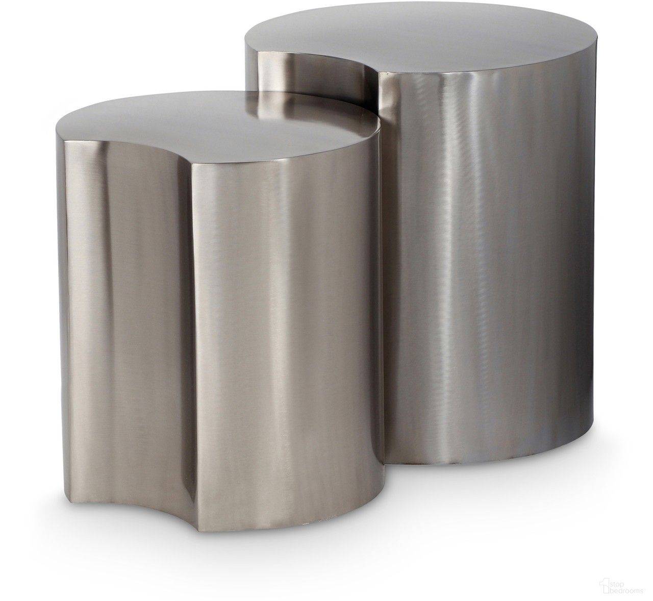 The appearance of Dimple 2 Piece End Table In Silver designed by Meridian in the modern / contemporary interior design. This silver piece of furniture  was selected by 1StopBedrooms from Dimple Collection to add a touch of cosiness and style into your home. Sku: 99081Silver-ET18;99081Silver-ET20. Material: Iron.
