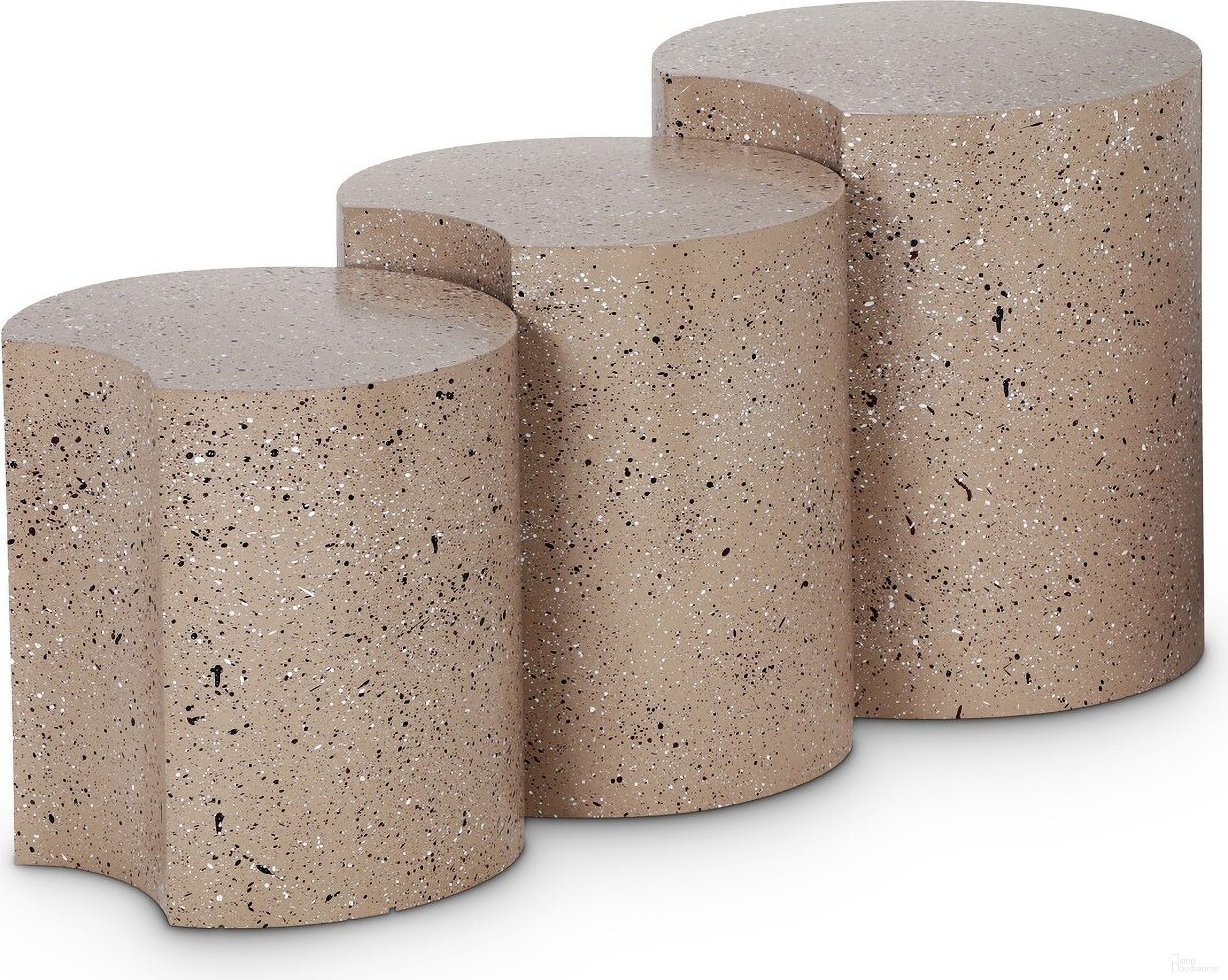 The appearance of Dimple 3 Piece End Table In Taupe designed by Meridian in the modern / contemporary interior design. This taupe piece of furniture  was selected by 1StopBedrooms from Dimple Collection to add a touch of cosiness and style into your home. Sku: 99084Taupe-ET16;99084Taupe-ET18;99084Taupe-ET20. Material: Iron.