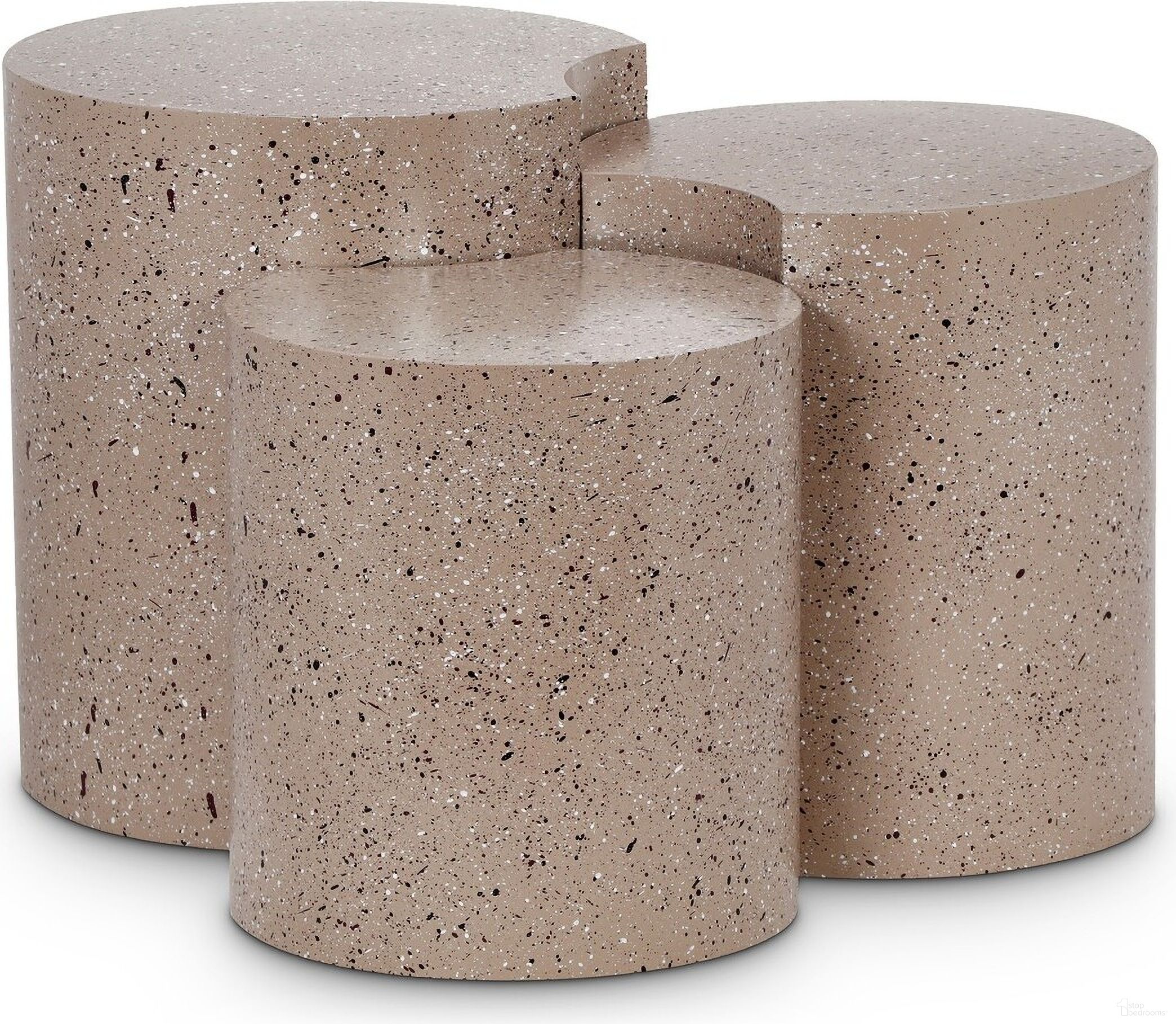 The appearance of Dimple 3 Piece End Table In Taupe designed by Meridian in the modern / contemporary interior design. This taupe piece of furniture  was selected by 1StopBedrooms from Dimple Collection to add a touch of cosiness and style into your home. Sku: 99084Taupe-ET16;99084Taupe-ET18;99084Taupe-ET20. Material: Iron.