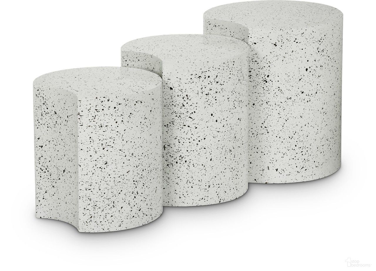 Dimple 3 Piece End Table In White