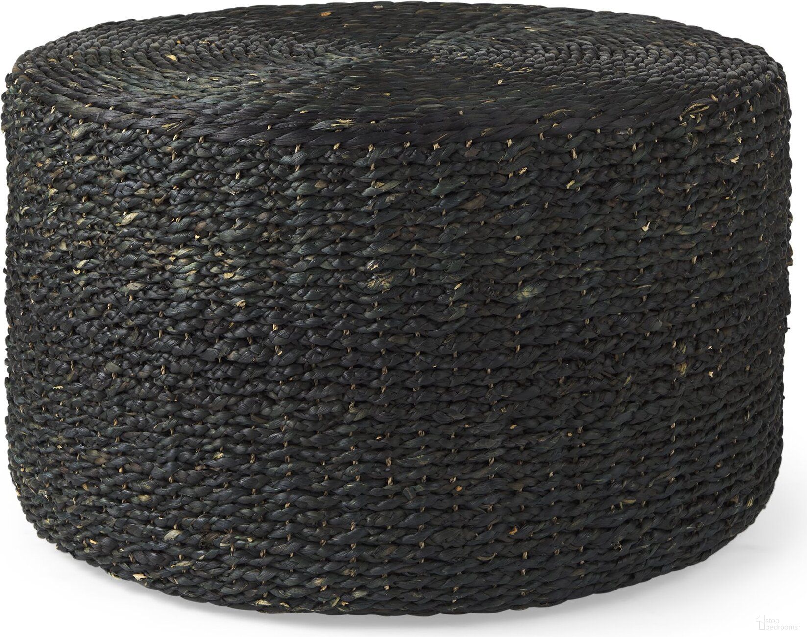 The appearance of Dina Cornhusk and Water Hyacinth Round Coffee Table Pouf In Black designed by Mercana in the rustic / southwestern interior design. This black piece of furniture was selected by 1StopBedrooms from Dina Collection to add a touch of cosiness and style into your home. Sku: 69579. Material: Water Hyacinth.