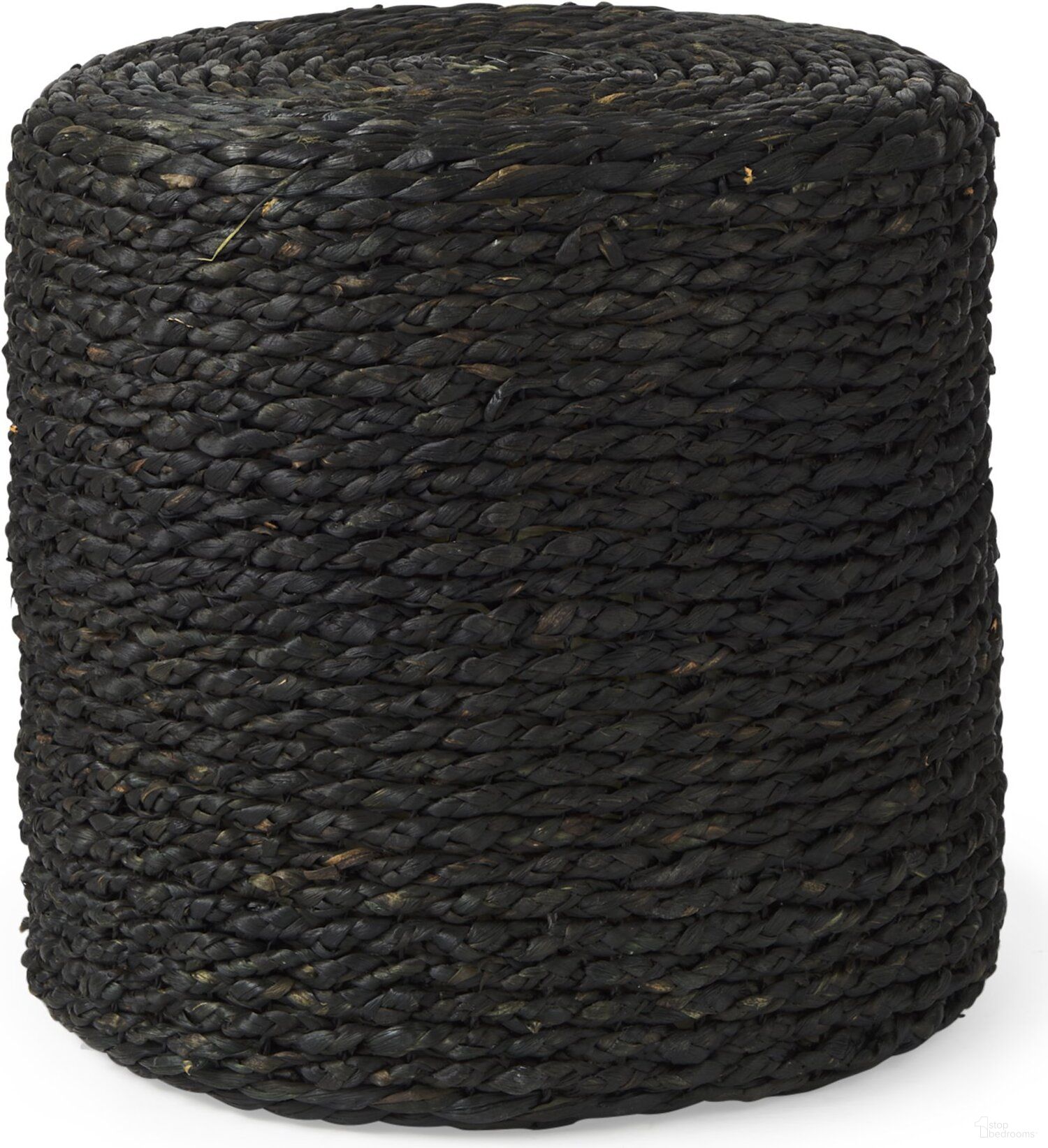 The appearance of Dina Cornhusk and Water Hyacinth Round Pouf In Black designed by Mercana in the modern / contemporary interior design. This black piece of furniture was selected by 1StopBedrooms from Dina Collection to add a touch of cosiness and style into your home. Sku: 69606. Material: Water Hyacinth.