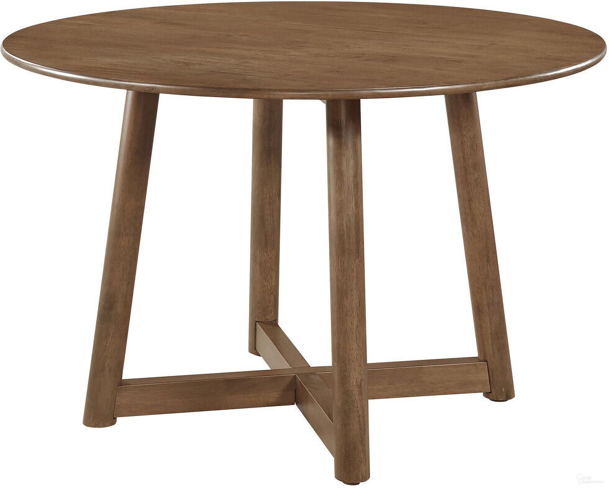 The appearance of Dinah Round Solid Wood Dining Table Walnut designed by Coaster in the transitional interior design. This walnut piece of furniture  was selected by 1StopBedrooms from Dinah Collection to add a touch of cosiness and style into your home. Sku: 108471. Table Base Style: Pedestal. Table Top Shape: Round. Material: Wood. Size: 47" x 47".