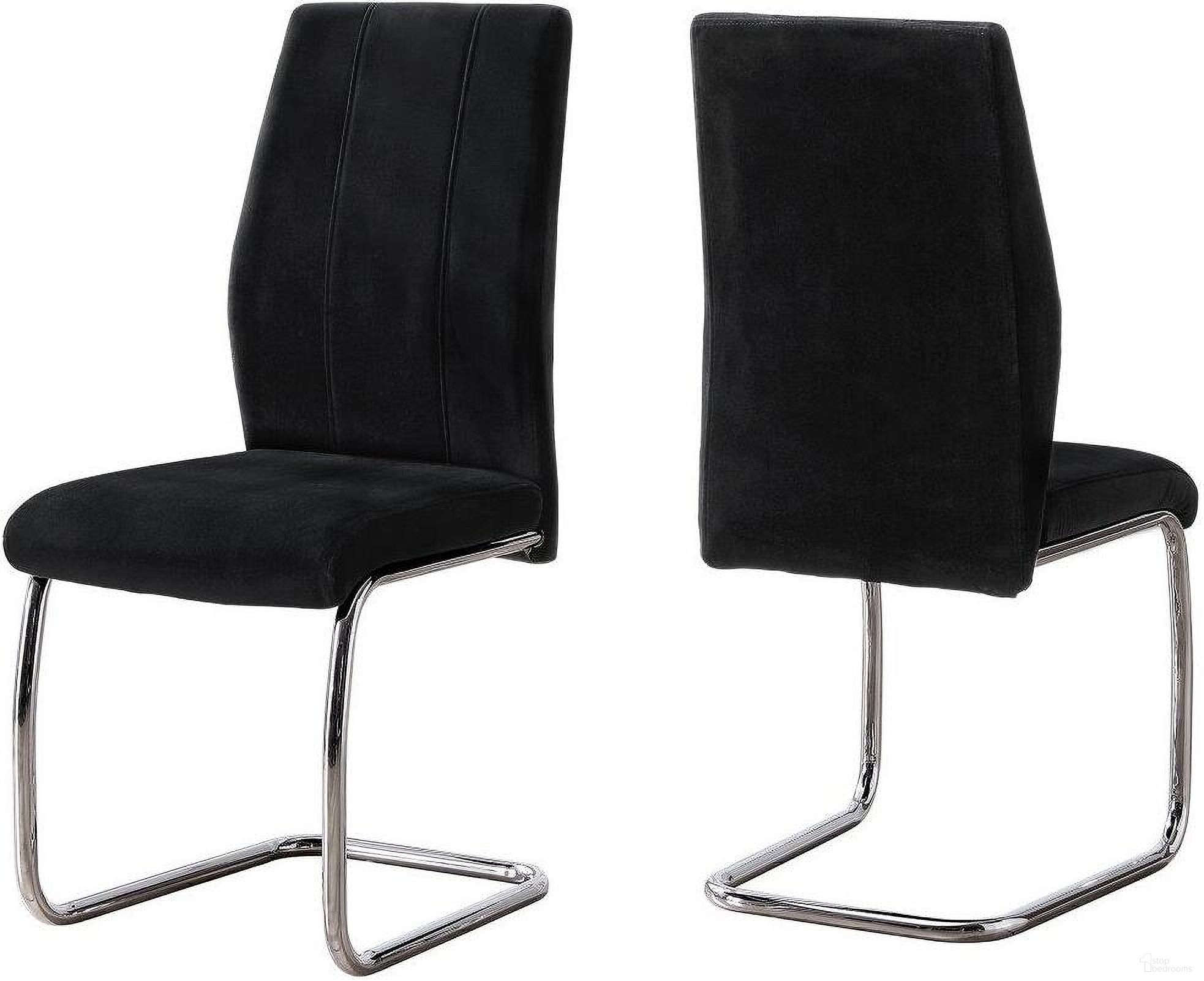 The appearance of Dining Chair Set Of 2 In Black Velvet designed by Monarch Specialties in the modern / contemporary interior design. This black velvet piece of furniture  was selected by 1StopBedrooms from  to add a touch of cosiness and style into your home. Sku: I 1067. Material: Velvet. Chair Type: Side Chair.