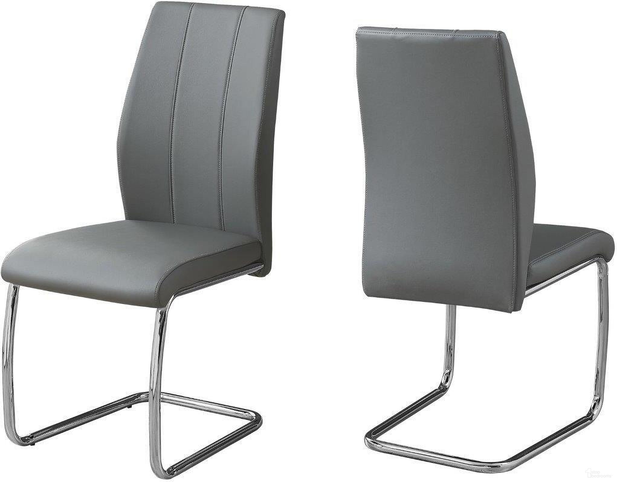 The appearance of Dining Chair Set Of 2 In Grey Leather Look I 1077 designed by Monarch Specialties in the modern / contemporary interior design. This grey piece of furniture  was selected by 1StopBedrooms from  to add a touch of cosiness and style into your home. Sku: I 1077. Material: Metal. Chair Type: Side Chair.