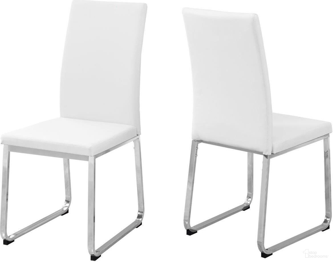 The appearance of Dining Chair Set Of 2 In White Leather Look I 1093 designed by Monarch Specialties in the modern / contemporary interior design. This white piece of furniture was selected by 1StopBedrooms from to add a touch of cosiness and style into your home. Sku: I 1093. Material: Metal. Chair Type: Side Chair.