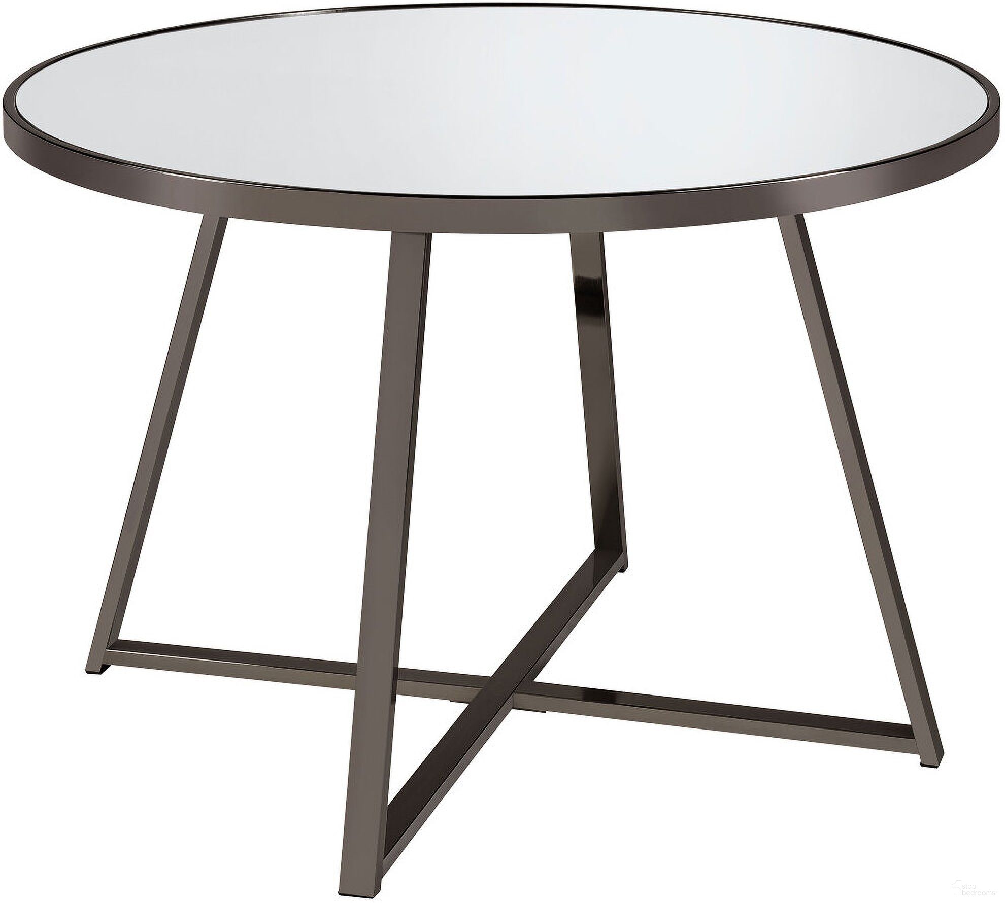 The appearance of Jillian Round Dining Table with Tempered Mirror Top Black Nickel designed by Coaster in the modern / contemporary interior design. This black nickel piece of furniture  was selected by 1StopBedrooms from Jillian Collection to add a touch of cosiness and style into your home. Sku: 120630. Table Base Style: Pedestal. Table Top Shape: Round. Material: Metal. Size: 45" x 45".