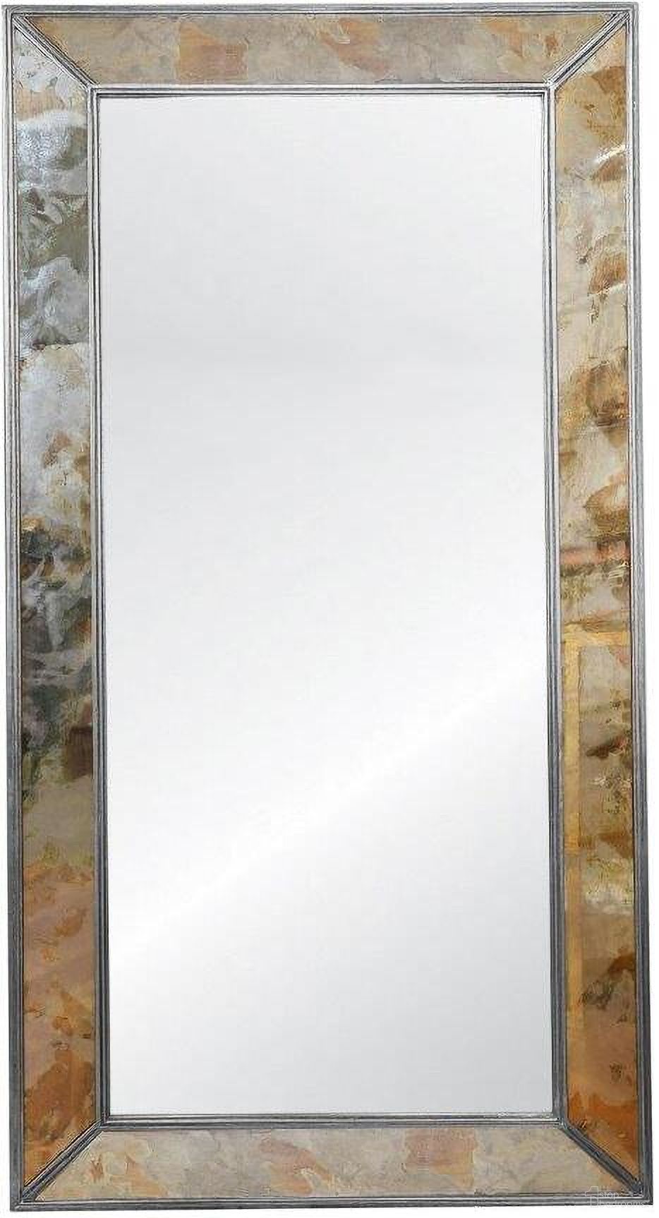 The appearance of Dion Silver Leaf Floor Mirror designed by Worlds Away in the modern / contemporary interior design. This silver piece of furniture  was selected by 1StopBedrooms from Dion Collection to add a touch of cosiness and style into your home. Sku: DION SL. Material: Wood.