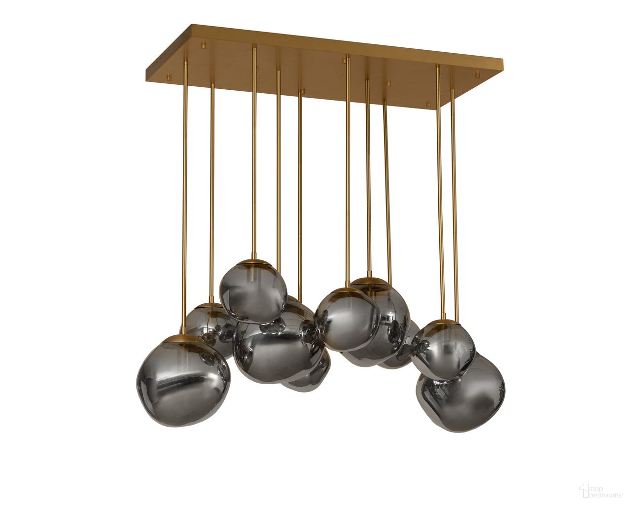 Dionis Rectangular Chandelier In Smoked and Brushed Gold