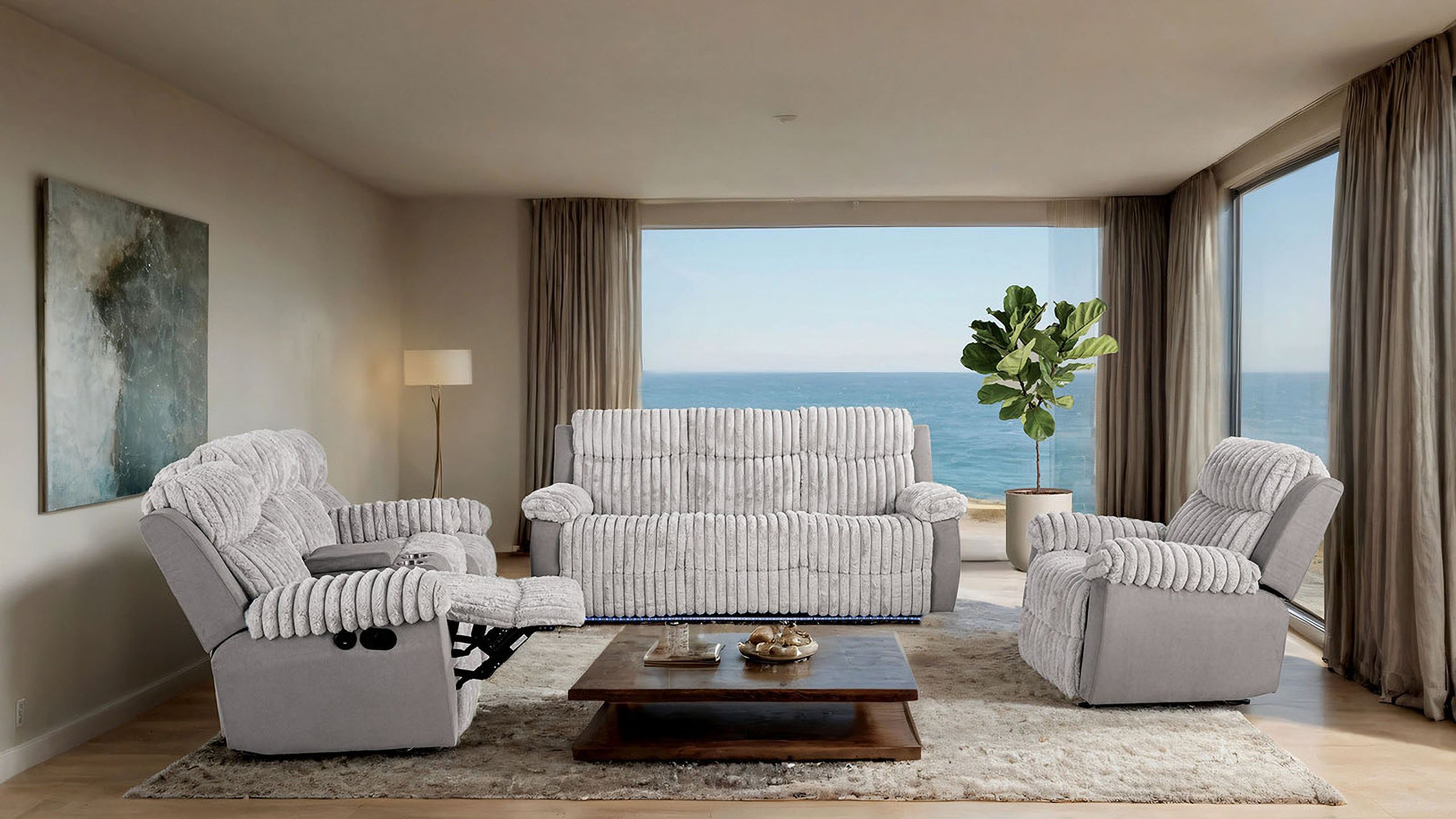 The appearance of Dionysus Manual Reclining Living Room Set In Gray designed by Furniture of America in the transitional interior design. This gray piece of furniture was selected by 1StopBedrooms from Dionysus Collection to add a touch of cosiness and style into your home. Sku: FM64004GY-SF-M;FM64004GY-LV-M. Material: Engineered Wood.