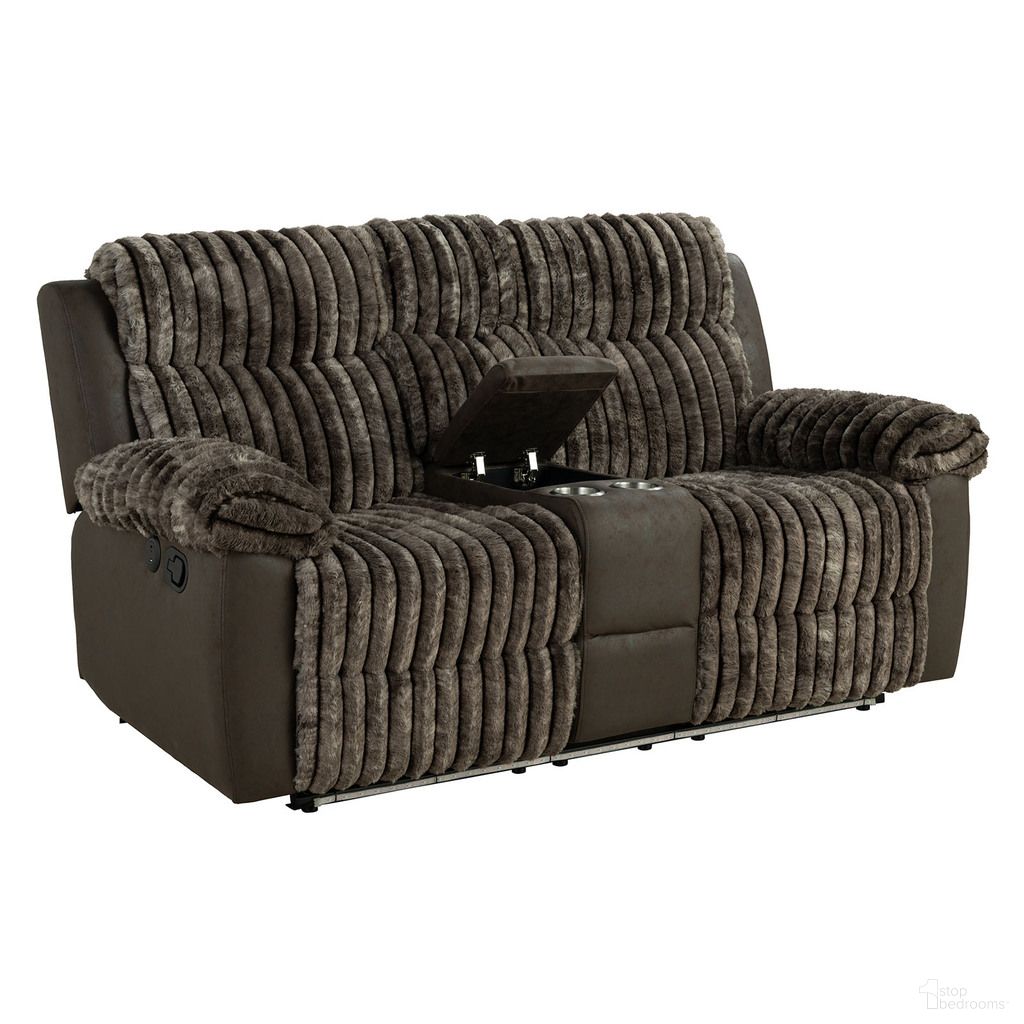 The appearance of Dionysus Manual Reclining Loveseat with Console In Brown designed by Furniture of America in the transitional interior design. This brown piece of furniture was selected by 1StopBedrooms from Dionysus Collection to add a touch of cosiness and style into your home. Sku: FM64003BR-LV-M. Material: Solid Wood.