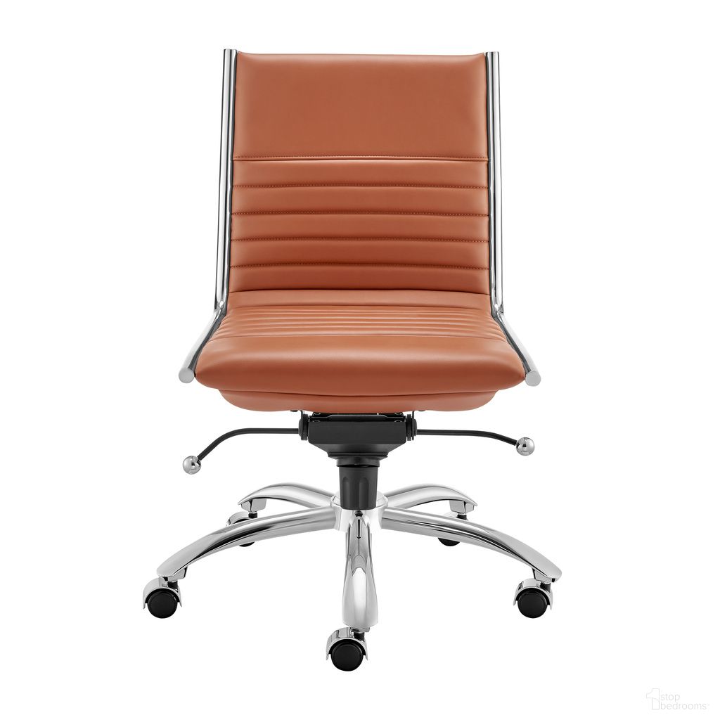 Dirk Armless Low Back Office Chair In Dark Caramel