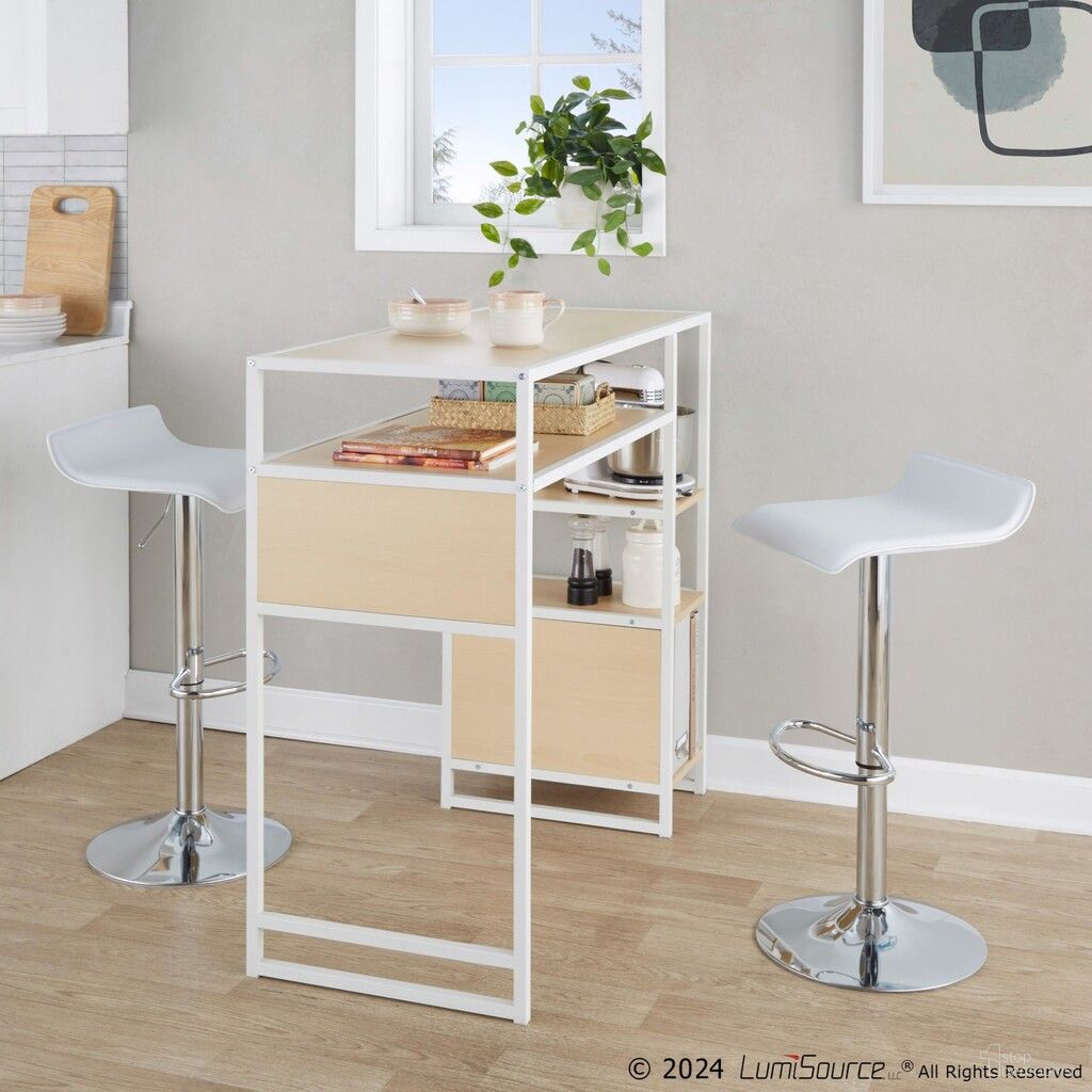 The appearance of Display-Ale Bar Set with Storage Space In Natural and White designed by Lumisource in the modern / contemporary interior design. This natural/white piece of furniture was selected by 1StopBedrooms from Display Collection to add a touch of cosiness and style into your home. Sku: T39-DISPLAY W+NA;BS-ALE W2. Material: Foam.