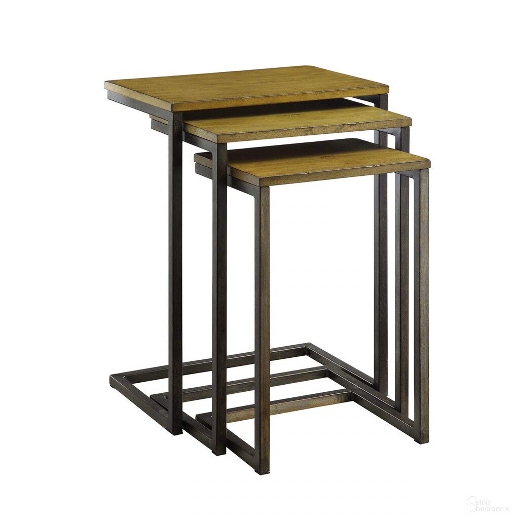 The appearance of Distressed Solid Wood and Steel Frame Nested Tables Set of 3 In Black and Brown designed by Homeroots in the rustic / southwestern interior design. This black and brown piece of furniture  was selected by 1StopBedrooms from  to add a touch of cosiness and style into your home. Sku: 493258. Material: Wood.