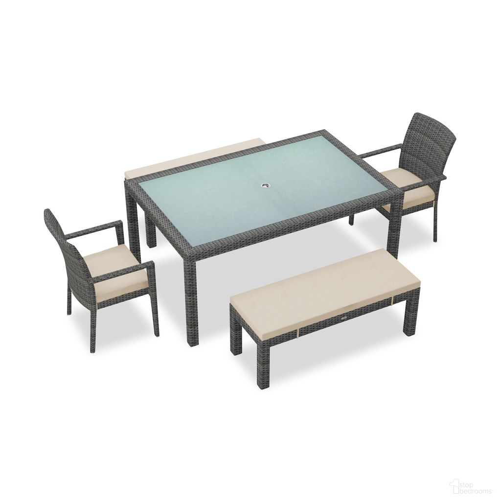 The appearance of District 5 Piece 6-Seat Bench Dining Set In Canvas Flax and Slate designed by Harmonia Living in the modern / contemporary interior design. This canvas flax/slate piece of furniture was selected by 1StopBedrooms from District Collection to add a touch of cosiness and style into your home. Sku: HL-DIS-TS-6BDS-CF. Table Base Style: Legs. Table Top Shape: Rectangular. Material: Polyethylene.