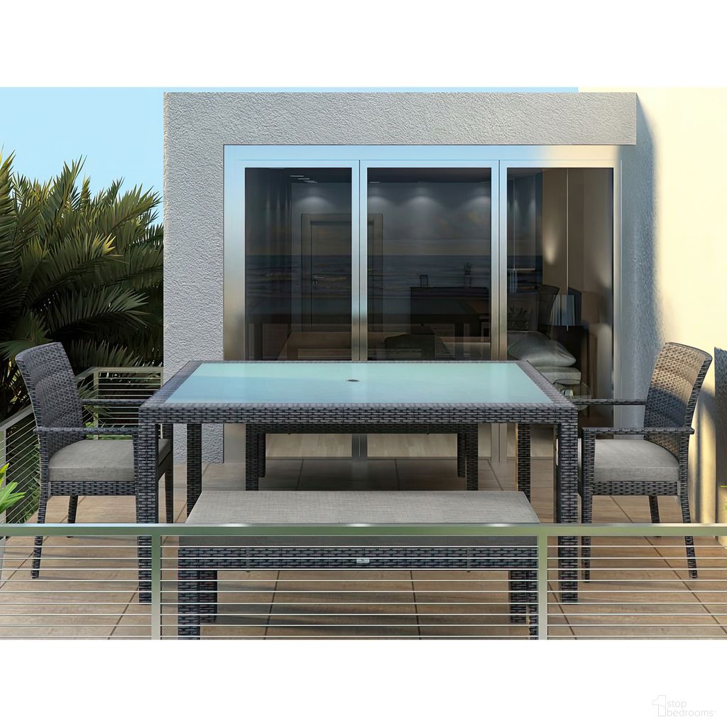 The appearance of District 5 Piece 6-Seat Bench Dining Set In Cast Silver and Slate designed by Harmonia Living in the modern / contemporary interior design. This cast silver/slate piece of furniture was selected by 1StopBedrooms from District Collection to add a touch of cosiness and style into your home. Sku: HL-DIS-TS-6BDS-CS. Table Base Style: Legs. Table Top Shape: Rectangular. Material: Polyethylene.