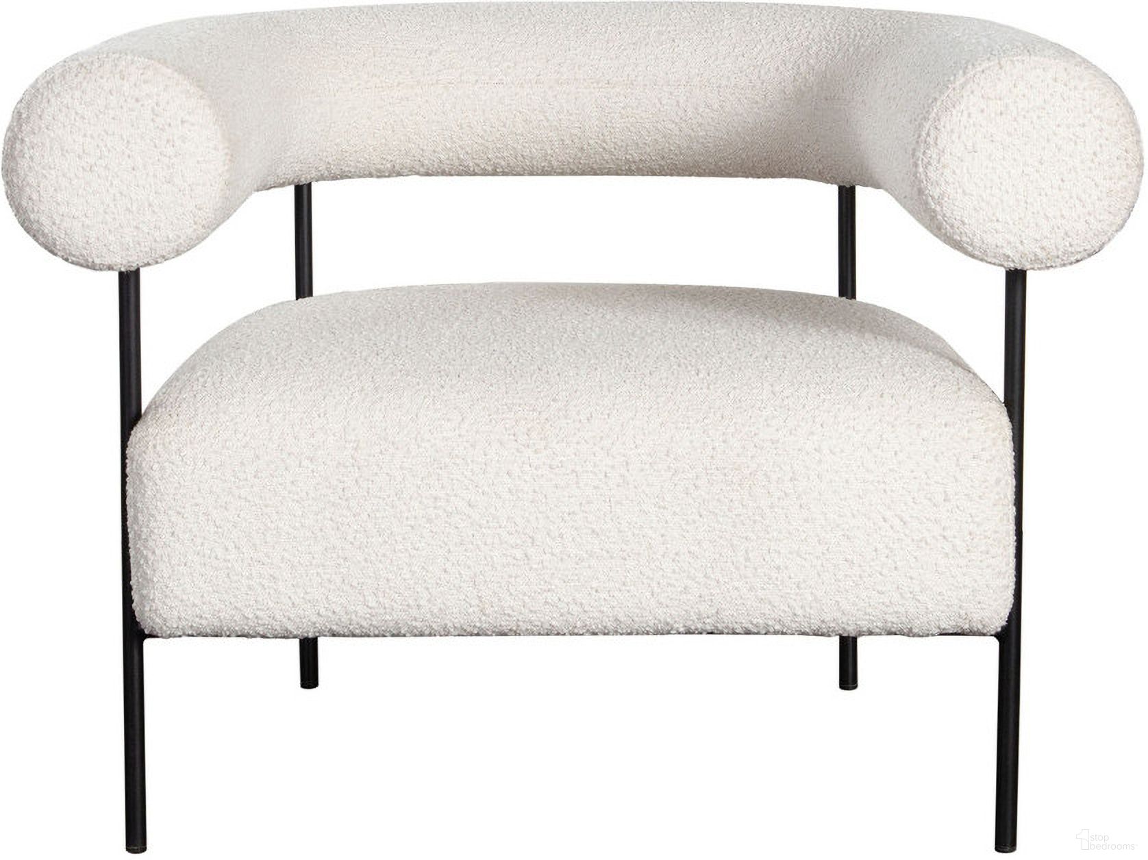 The appearance of District Accent Chair In Ivory Boucle Fabric With Black Metal Frame designed by Diamond Sofa in the modern / contemporary interior design. This ivory piece of furniture  was selected by 1StopBedrooms from District Collection to add a touch of cosiness and style into your home. Sku: DISTRICTCHIV. Material: Boucle.