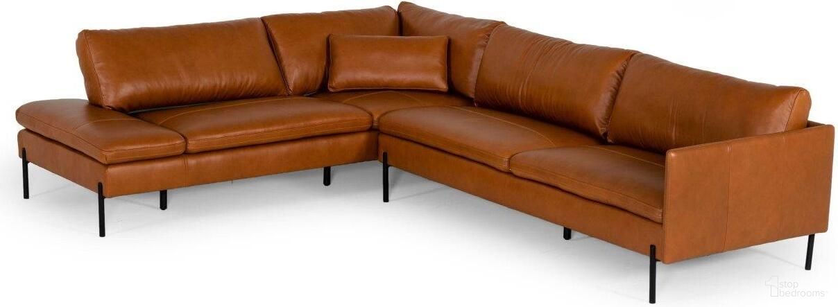 Divani Casa Sherry Modern Cognac Leather Left Facing Sectional Sofa