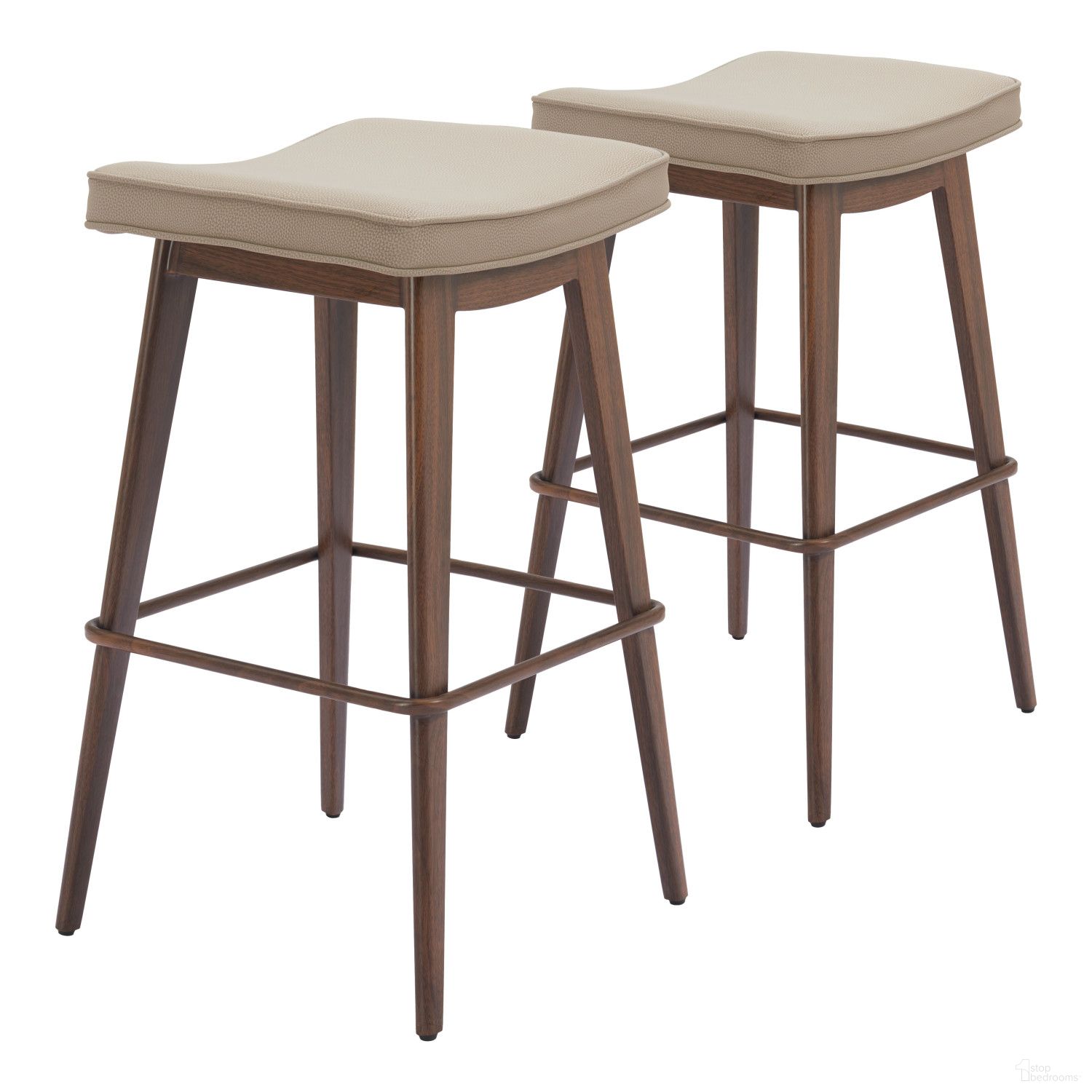 The appearance of Divat Counter Stool Set of 2 In Beige and Walnut designed by Zuo Modern in the modern / contemporary interior design. This walnut and beige piece of furniture was selected by 1StopBedrooms from Divat Collection to add a touch of cosiness and style into your home. Sku: 110331. Material: Steel.