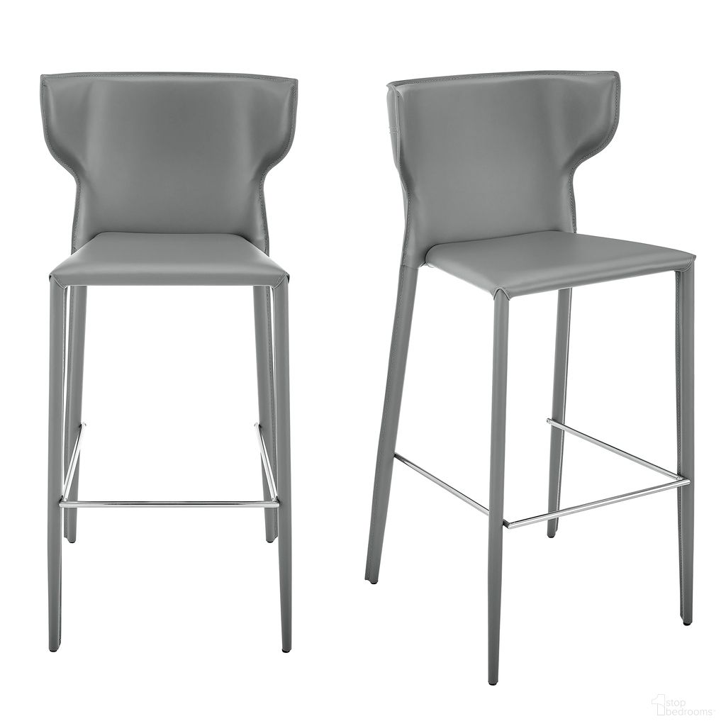 The appearance of Divinia Barstool Set of 2 In Gray designed by Euro Style in the modern / contemporary interior design. This gray piece of furniture was selected by 1StopBedrooms from Divinia Collection to add a touch of cosiness and style into your home. Sku: 38974-GRY. Material: Leather.