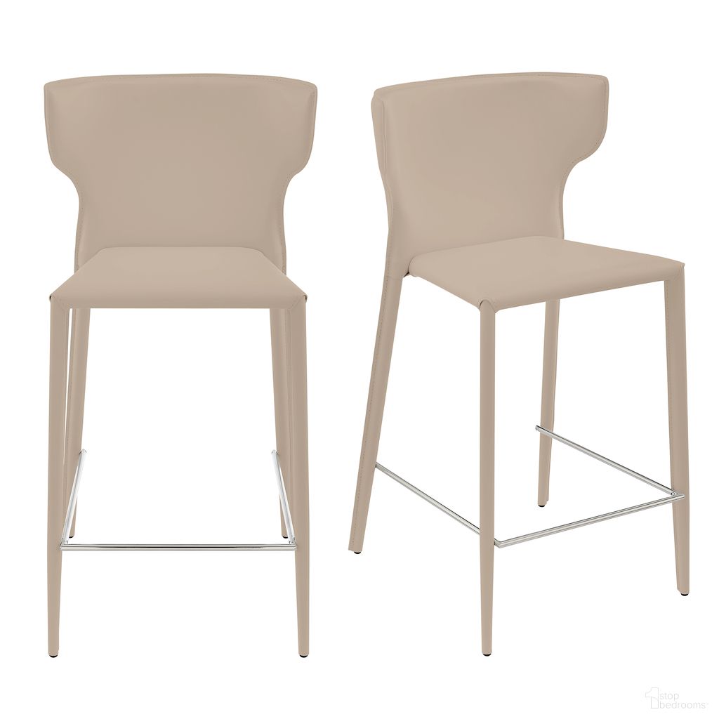 The appearance of Divinia Counter Stool Set of 2 In Taupe designed by Euro Style in the modern / contemporary interior design. This taupe piece of furniture was selected by 1StopBedrooms from Divinia Collection to add a touch of cosiness and style into your home. Sku: 38975-LTGRY. Material: Leather.