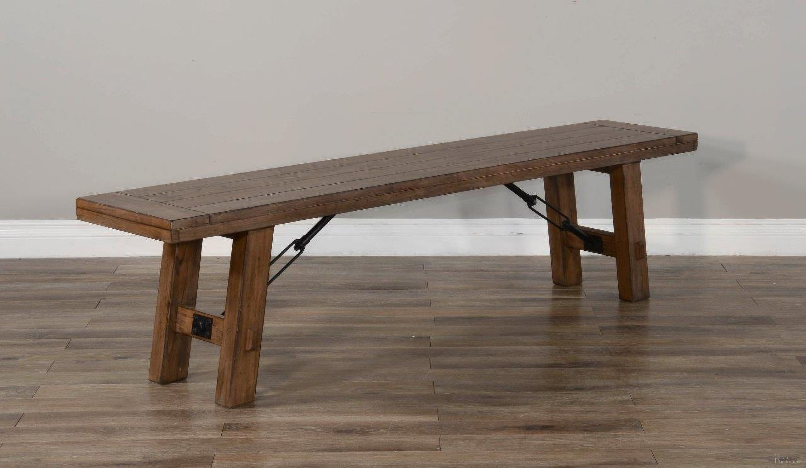 The appearance of Doe Valley Bench designed by Sunny Designs in the transitional interior design. This buckskin piece of furniture was selected by 1StopBedrooms from Doe Valley Collection to add a touch of cosiness and style into your home. Sku: 1522BU. Material: Solid Wood.