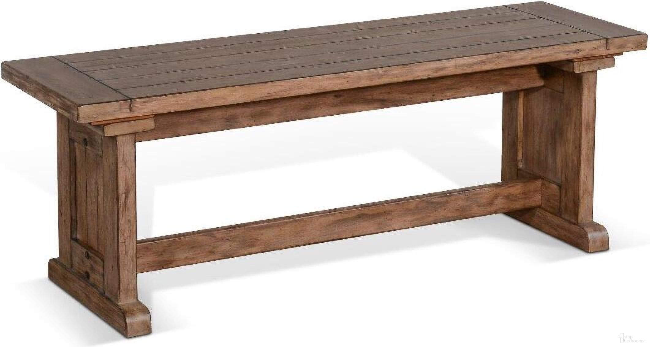 The appearance of Doe Valley Wood Side Bench In Natural designed by Sunny Designs in the country / farmhouse interior design. This buckskin piece of furniture was selected by 1StopBedrooms from Doe Valley Collection to add a touch of cosiness and style into your home. Sku: 0113BU-SB. Material: Solid Wood.