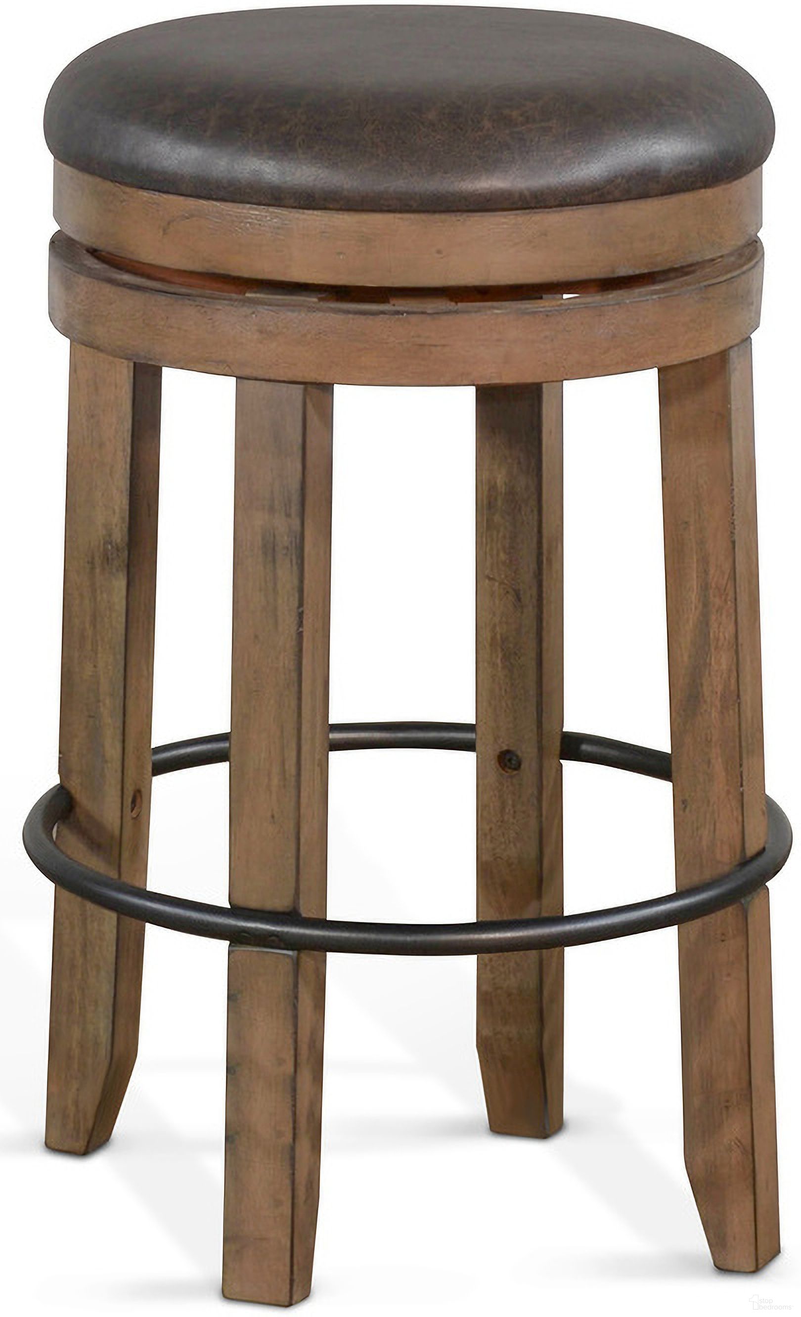 The appearance of Doe Valley 18 Inch Swivel Barstool with Cushion Seat Set of 2 In Buckskin designed by Sunny Designs in the industrial interior design. This buckskin piece of furniture  was selected by 1StopBedrooms from Doe Valley Collection to add a touch of cosiness and style into your home. Sku: 1624BU-30. Material: Solid Wood.