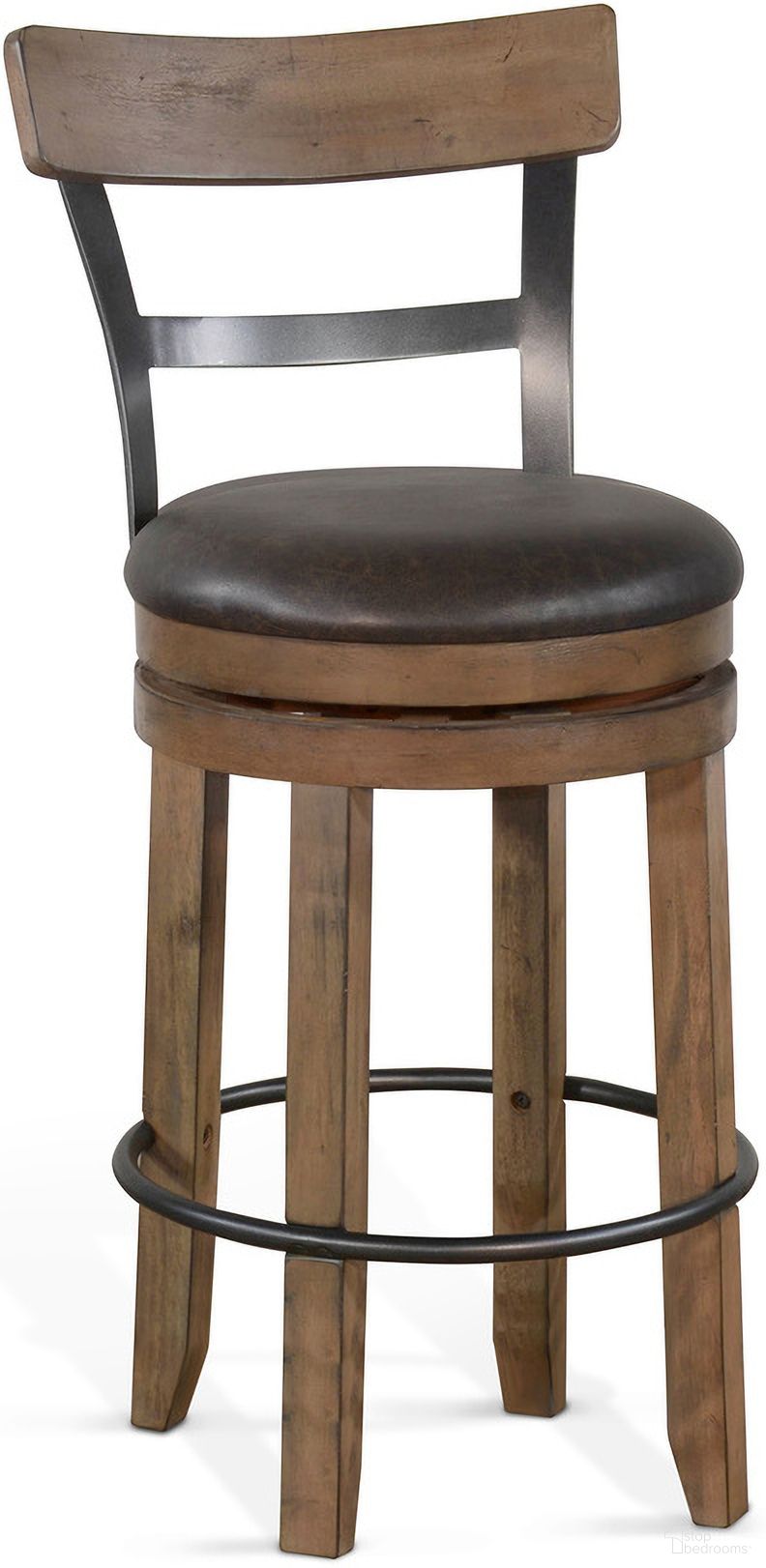 The appearance of Doe Valley 19 Inch Swivel Barstool with Cushion Seat Set of 2 In Buckskin designed by Sunny Designs in the industrial interior design. This buckskin piece of furniture was selected by 1StopBedrooms from Doe Valley Collection to add a touch of cosiness and style into your home. Sku: 1624BU-B30. Material: Solid Wood.
