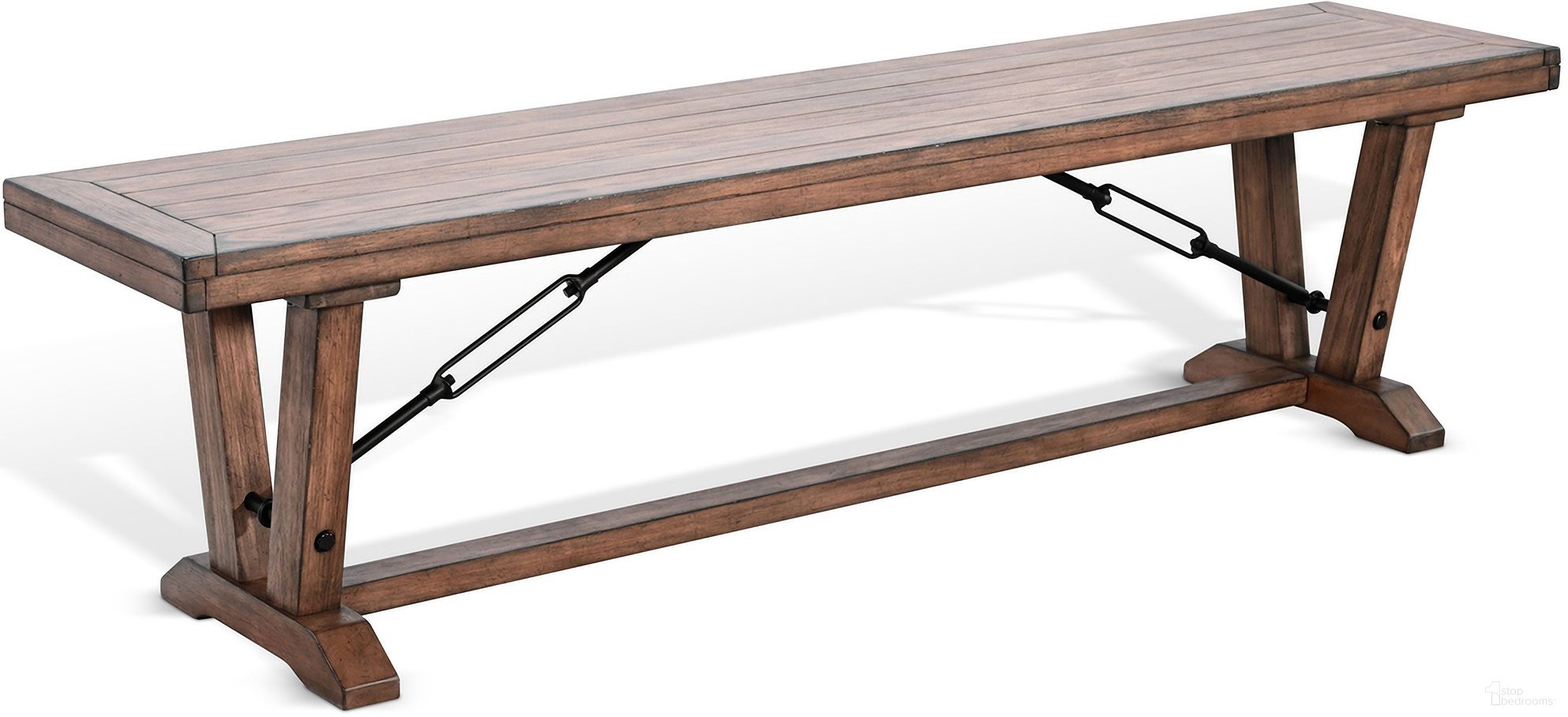 The appearance of Doe Valley Yellowstone Bench with Turnbuckles In Natural designed by Sunny Designs in the country / farmhouse interior design. This buckskin piece of furniture  was selected by 1StopBedrooms from Doe Valley Collection to add a touch of cosiness and style into your home. Sku: 1668BU. Material: Solid Wood.