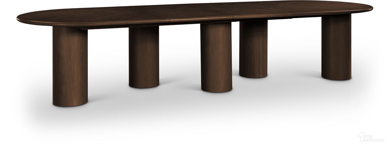 The appearance of Dolan Dining Table In Brown designed by Meridian in the modern / contemporary interior design. This brown piece of furniture  was selected by 1StopBedrooms from Dolan Collection to add a touch of cosiness and style into your home. Sku: 773Brown-T Box 1/2 (Top / Leaves);773Brown-T Box 2/2 (Bases). Table Base Style: Legs. Table Top Shape: Rectangular. Material: Rubberwood. Size: 48" x 143".