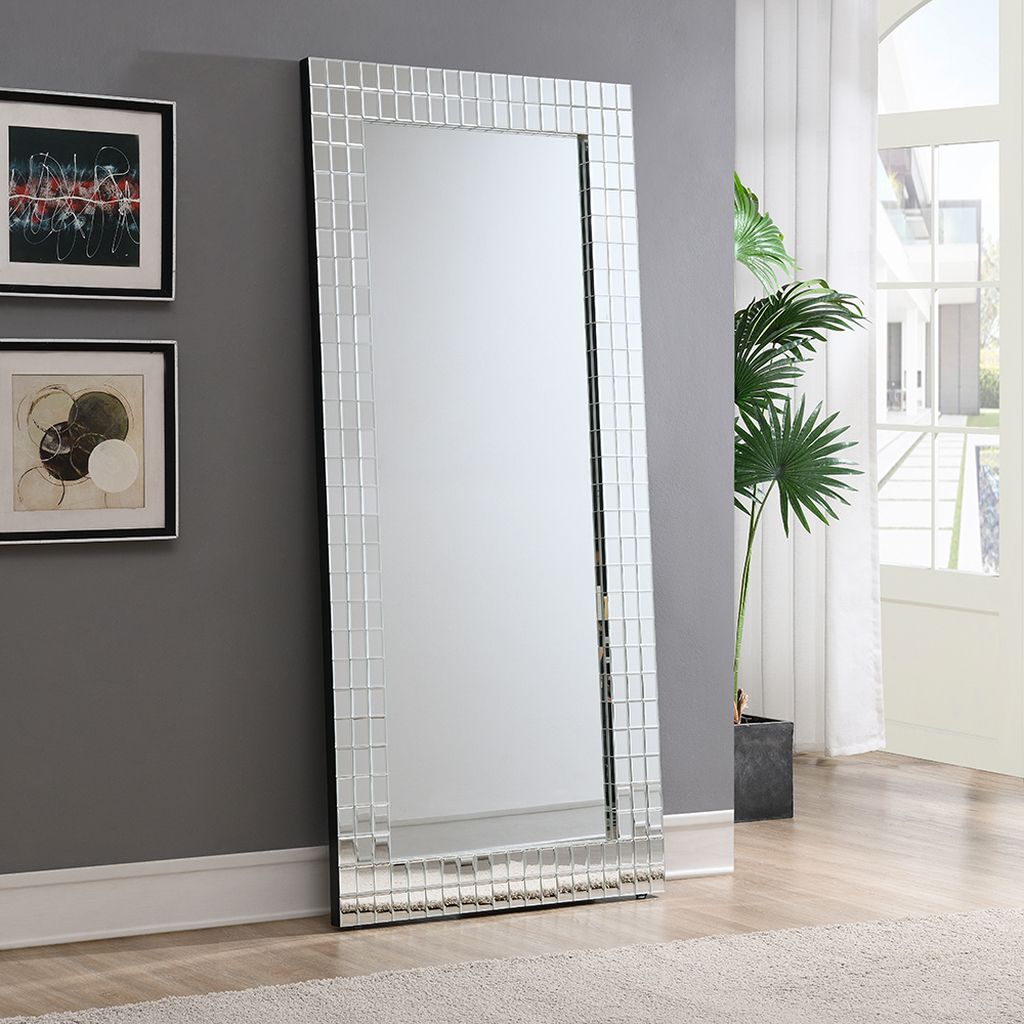 The appearance of Dominic 39 x 73 Inch Accent Mirror In Silver designed by ACME in the glam interior design. This silver piece of furniture  was selected by 1StopBedrooms from Dominic Collection to add a touch of cosiness and style into your home. Sku: AC02592. Material: MDF.
