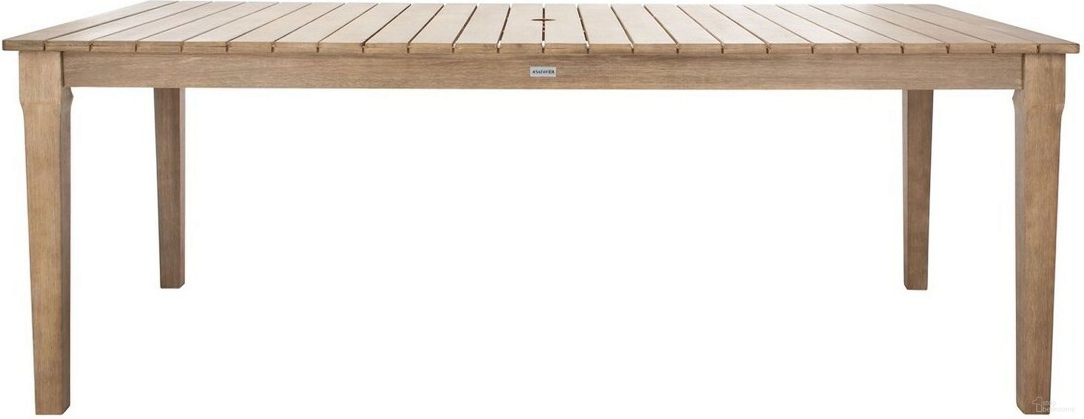 The appearance of Dominica Outdoor Dining Table In Natural designed by Safavieh Couture in the modern / contemporary interior design. This natural piece of furniture was selected by 1StopBedrooms from Dominica Collection to add a touch of cosiness and style into your home. Sku: CPT1017A. Table Base Style: Legs. Material: Wood. Table Top Shape: Rectangular.
