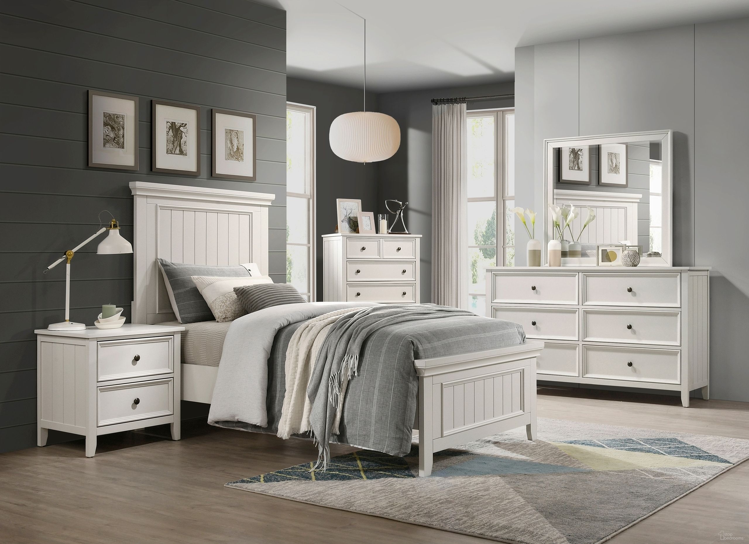 The appearance of Donahue Youth Panel Bedroom Set In White designed by Homelegance in the country / farmhouse interior design. This white piece of furniture was selected by 1StopBedrooms from Donahue Collection to add a touch of cosiness and style into your home. Sku: 1581T-1;1581T-3;1581-4. Material: Wood. Bed Size: Full.