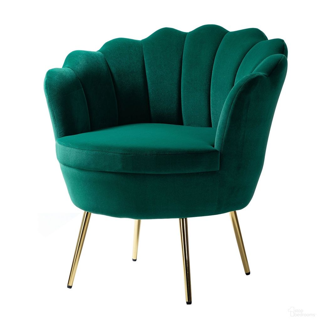 The appearance of Donata Barrel Chair In Green designed by Karat Home in the modern / contemporary interior design. This green piece of furniture was selected by 1StopBedrooms from Donata Collection to add a touch of cosiness and style into your home. Sku: CHM0119-GREEN. Material: Velvet.
