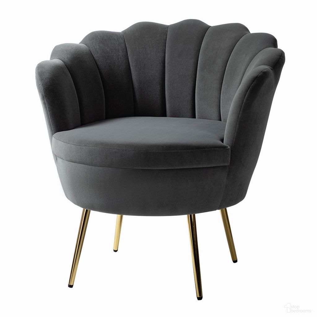 The appearance of Donata Barrel Chair In Grey designed by Karat Home in the modern / contemporary interior design. This grey piece of furniture was selected by 1StopBedrooms from Donata Collection to add a touch of cosiness and style into your home. Sku: CHM0119-GREY. Material: Velvet.