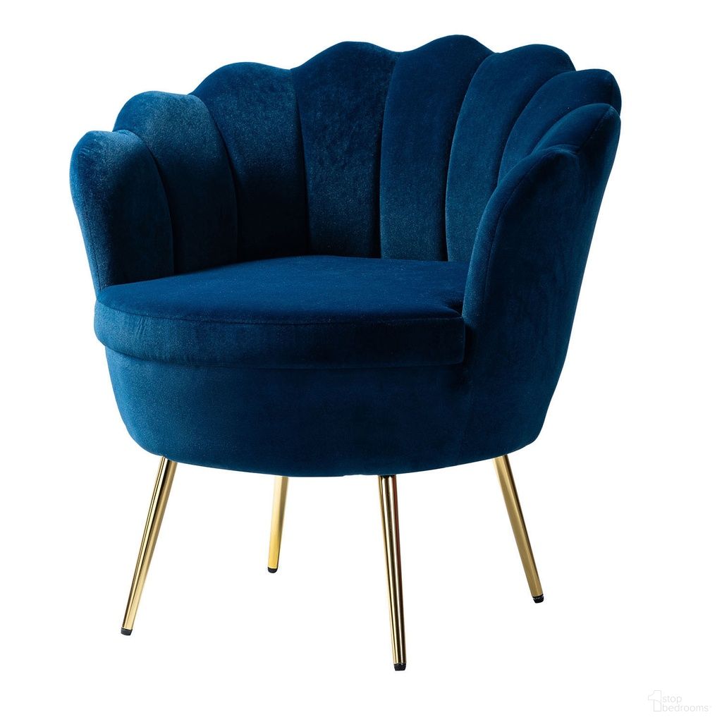 The appearance of Donata Barrel Chair In Navy designed by Karat Home in the modern / contemporary interior design. This navy piece of furniture was selected by 1StopBedrooms from Donata Collection to add a touch of cosiness and style into your home. Sku: CHM0119-NAVY. Material: Velvet.