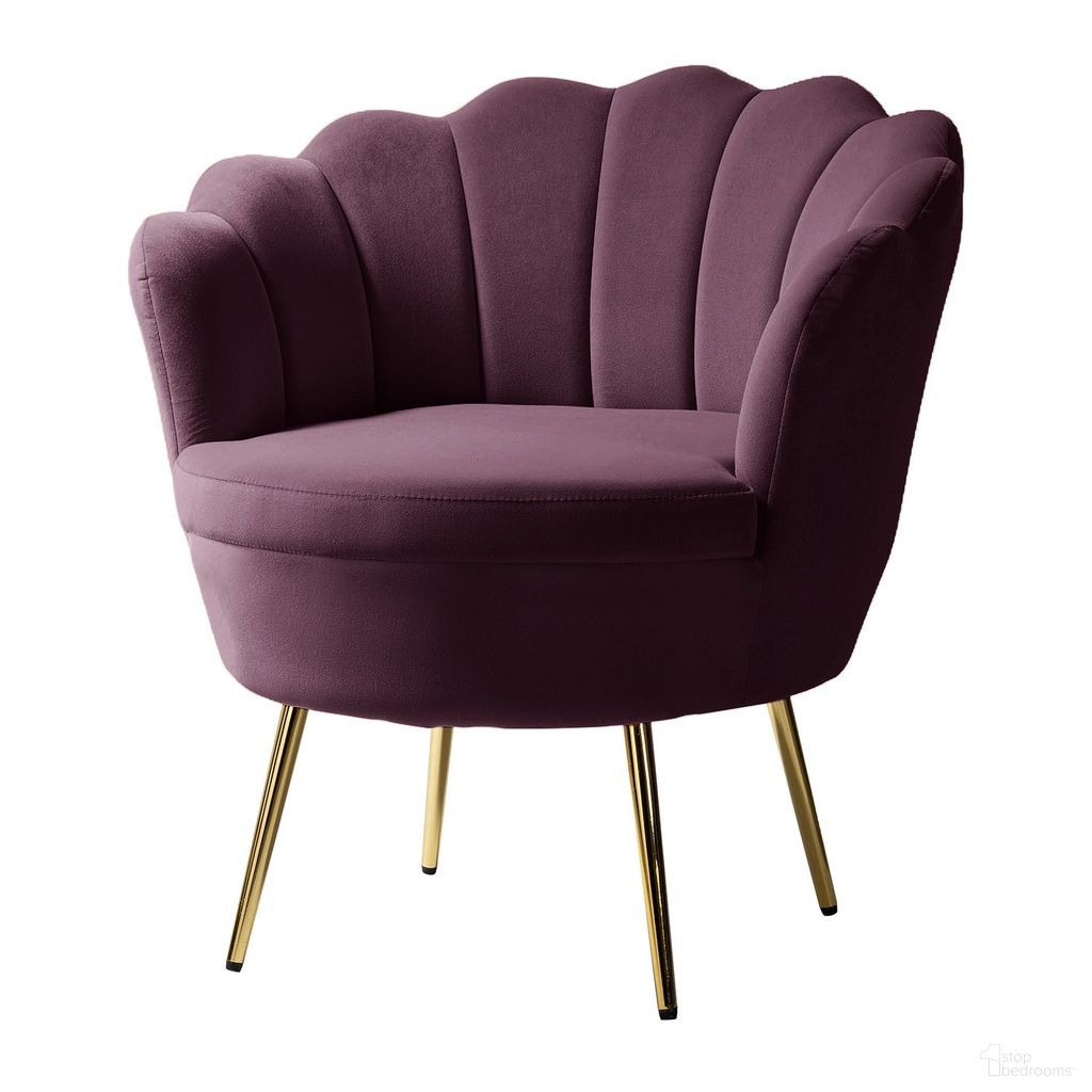 The appearance of Donata Barrel Chair In Purple designed by Karat Home in the modern / contemporary interior design. This purple piece of furniture was selected by 1StopBedrooms from Donata Collection to add a touch of cosiness and style into your home. Sku: CHM0119-PURPLE. Material: Velvet.