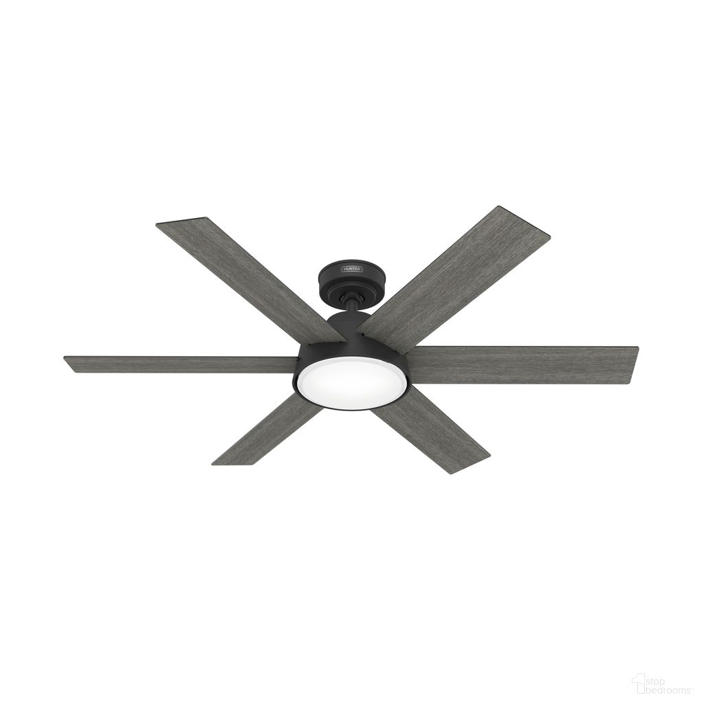 The appearance of Donatella 52 Inch Ceiling Fan with LED Light Kit and Handheld Remote In Matte Black and Dark Gray Oak designed by Hunter Fan in the modern / contemporary interior design. This matte black/dark gray oak piece of furniture was selected by 1StopBedrooms from Donatella Collection to add a touch of cosiness and style into your home. Sku: 51853. Material: MDF.