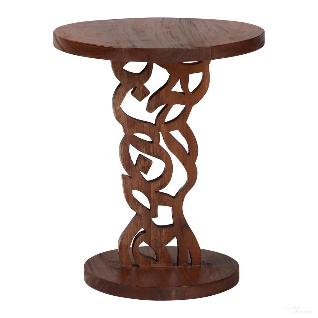 Donna Round Nightstand with Pedestal Base In Mahogany Brown