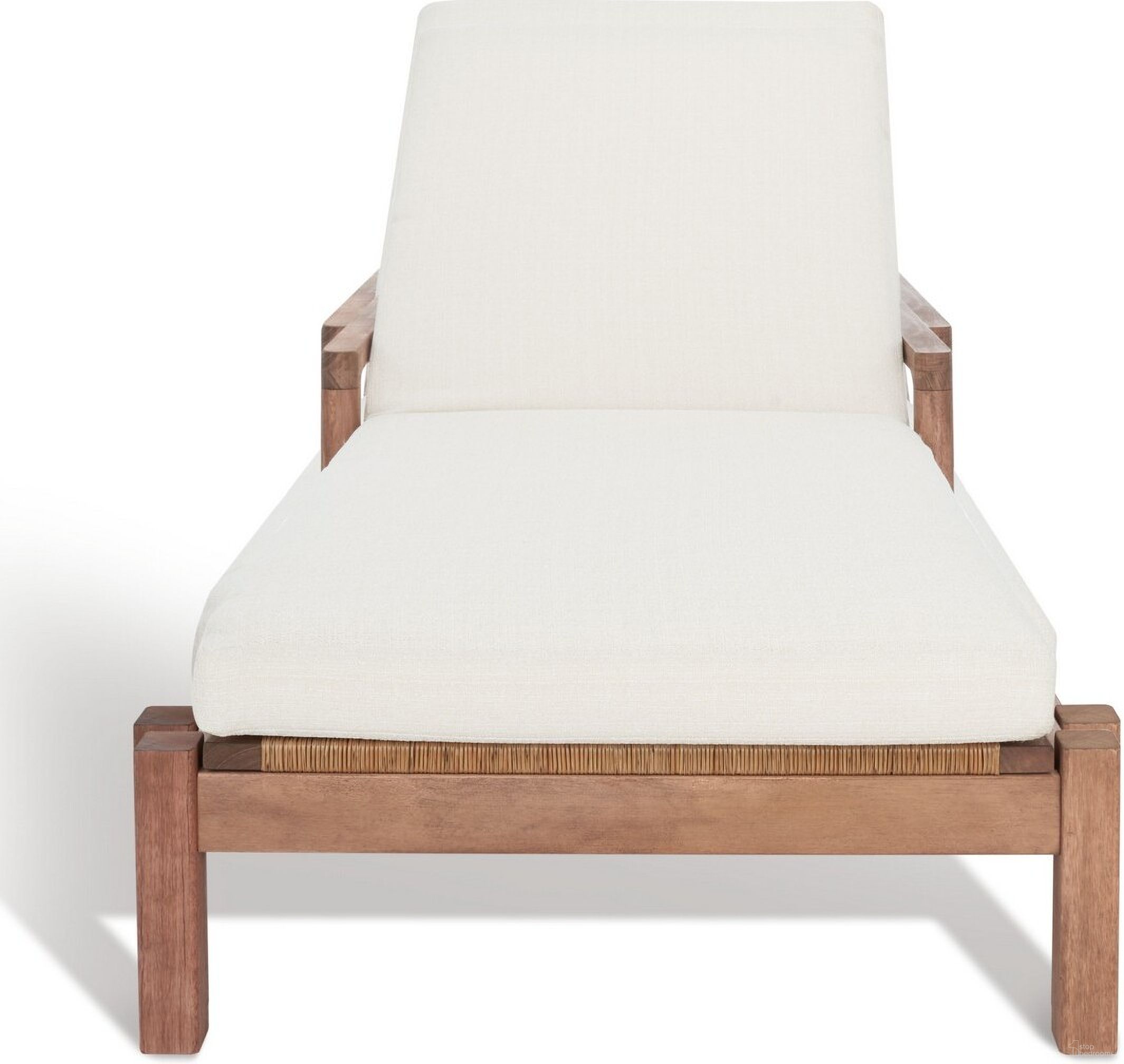 The appearance of Donnamaria Wicker Sun Lounger In Natural and White designed by Safavieh Couture in the modern / contemporary interior design. This natural/white piece of furniture  was selected by 1StopBedrooms from Donnamaria Collection to add a touch of cosiness and style into your home. Sku: CPT1027A. Material: Wood.