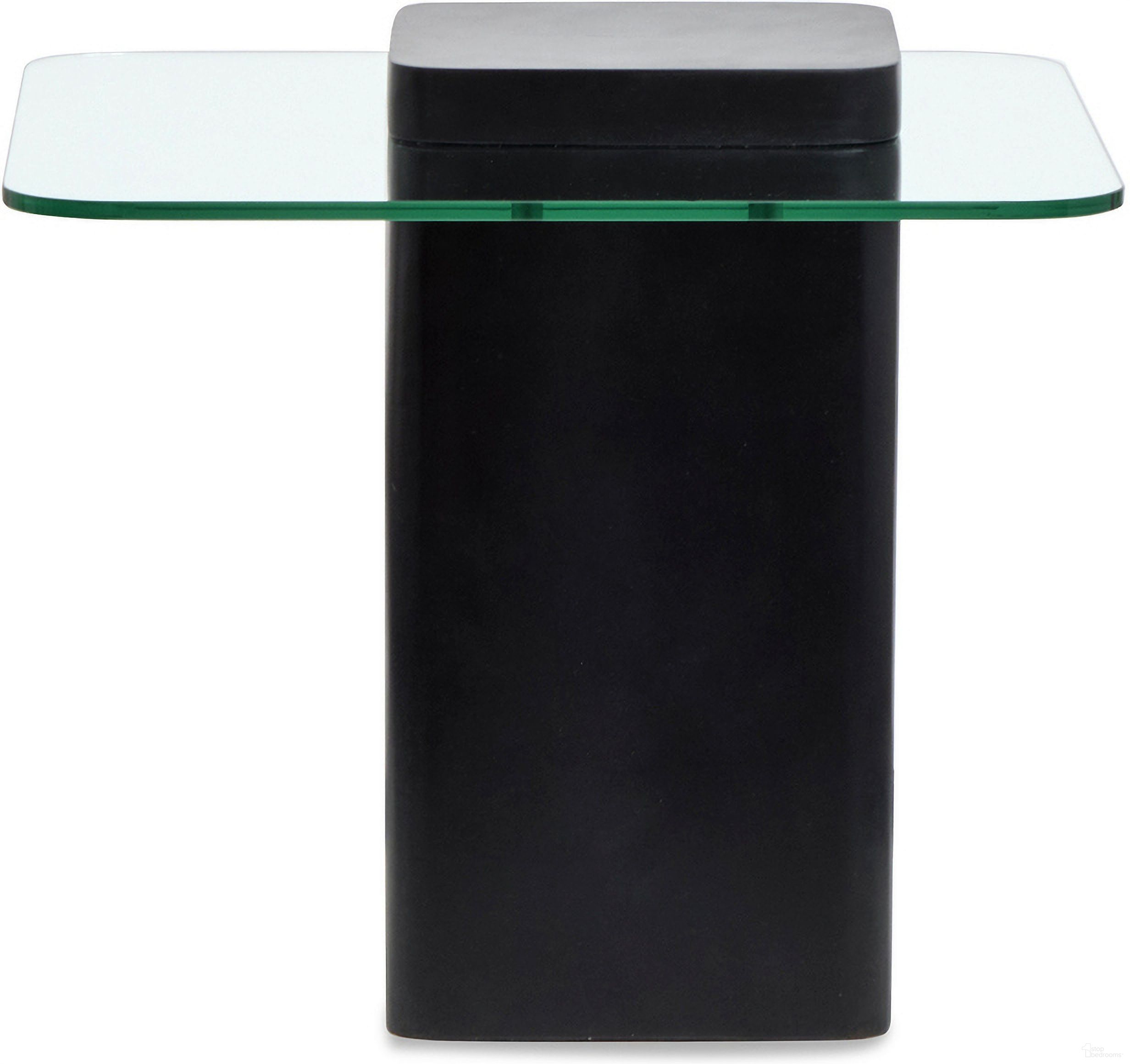 The appearance of Donora Square End Table In Clear Glass And Obsidian designed by Magnussen in the modern / contemporary interior design. This clear glass and obsidian piece of furniture  was selected by 1StopBedrooms from Donora Collection to add a touch of cosiness and style into your home. Sku: T6388-01T;T6388-01B. Material: Glass.